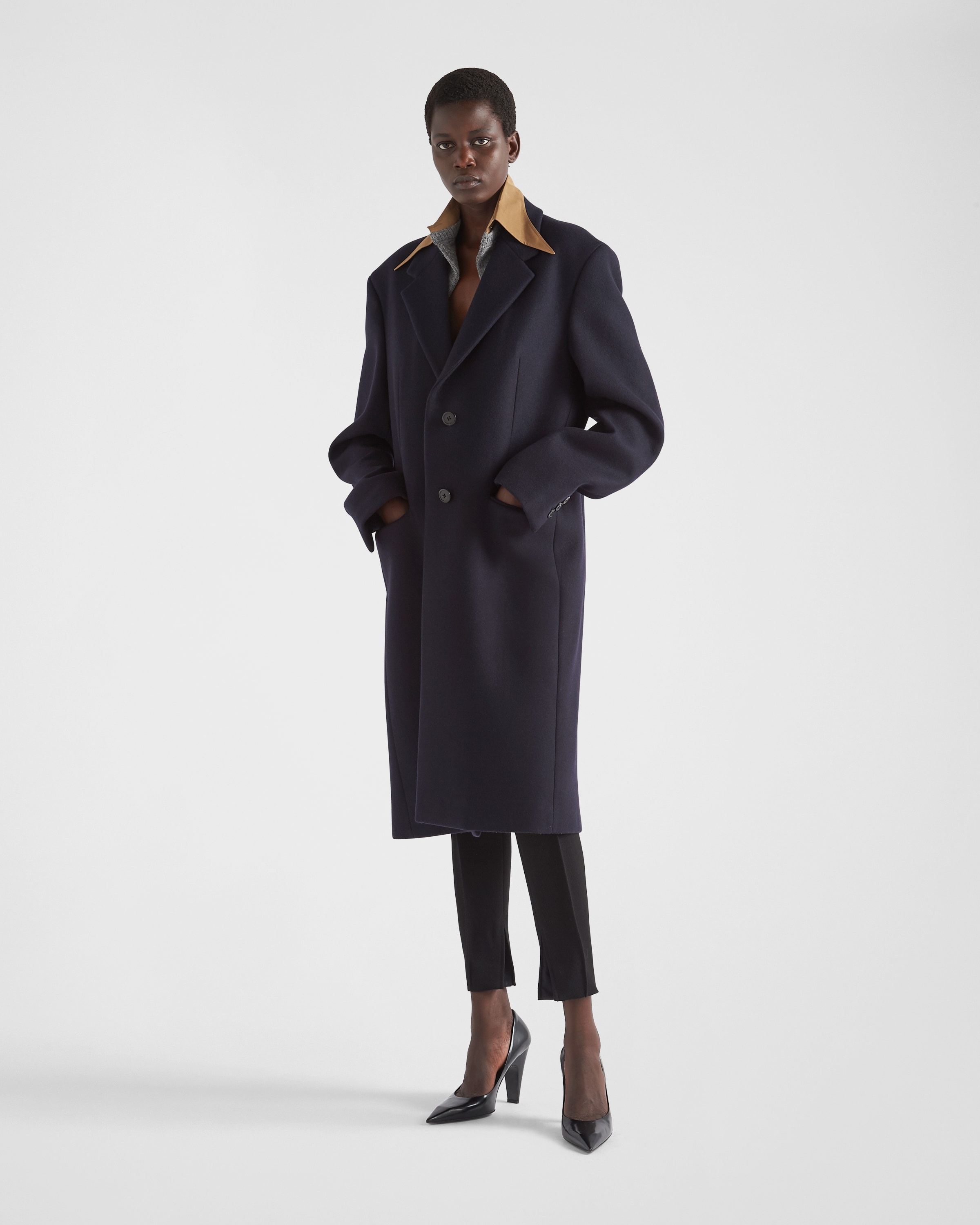 Single-breasted cachemire and wool coat with collar - 2