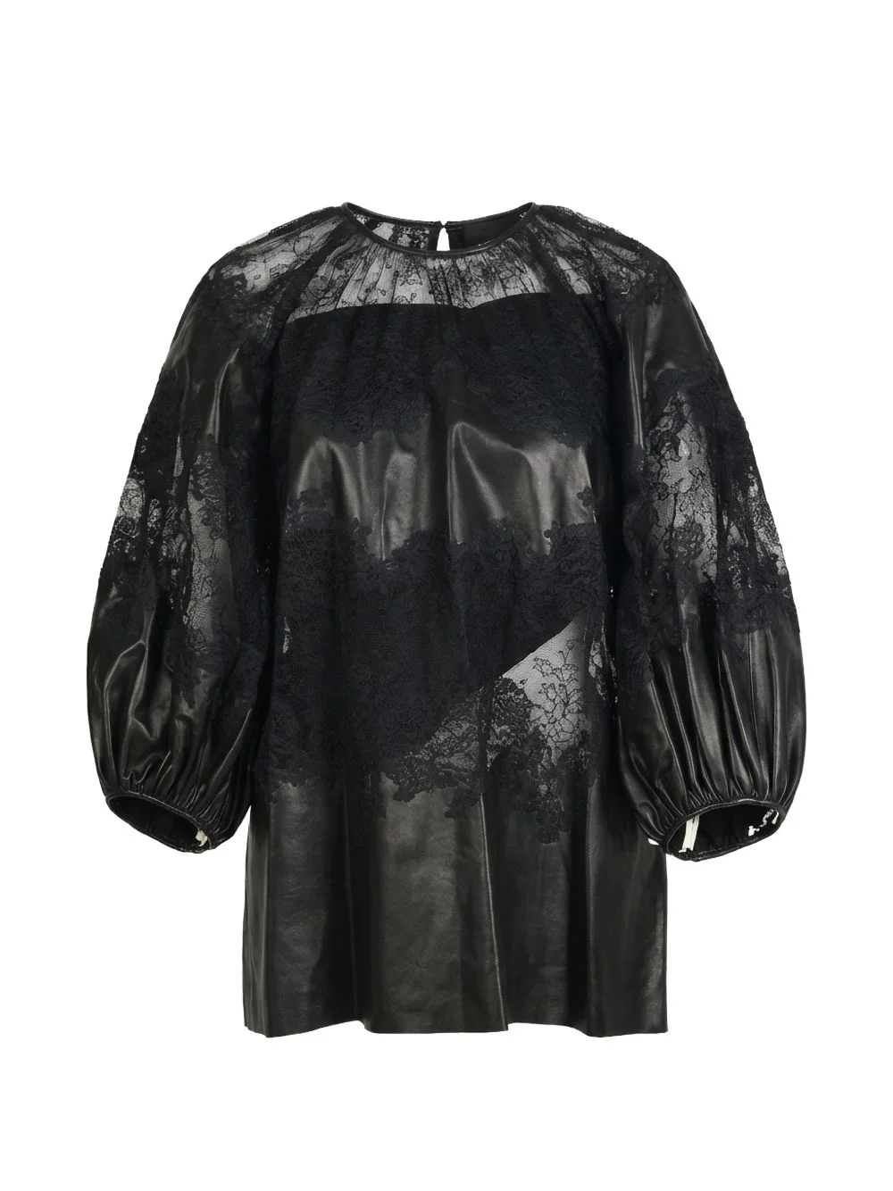lace puff-sleeve blouse - 1