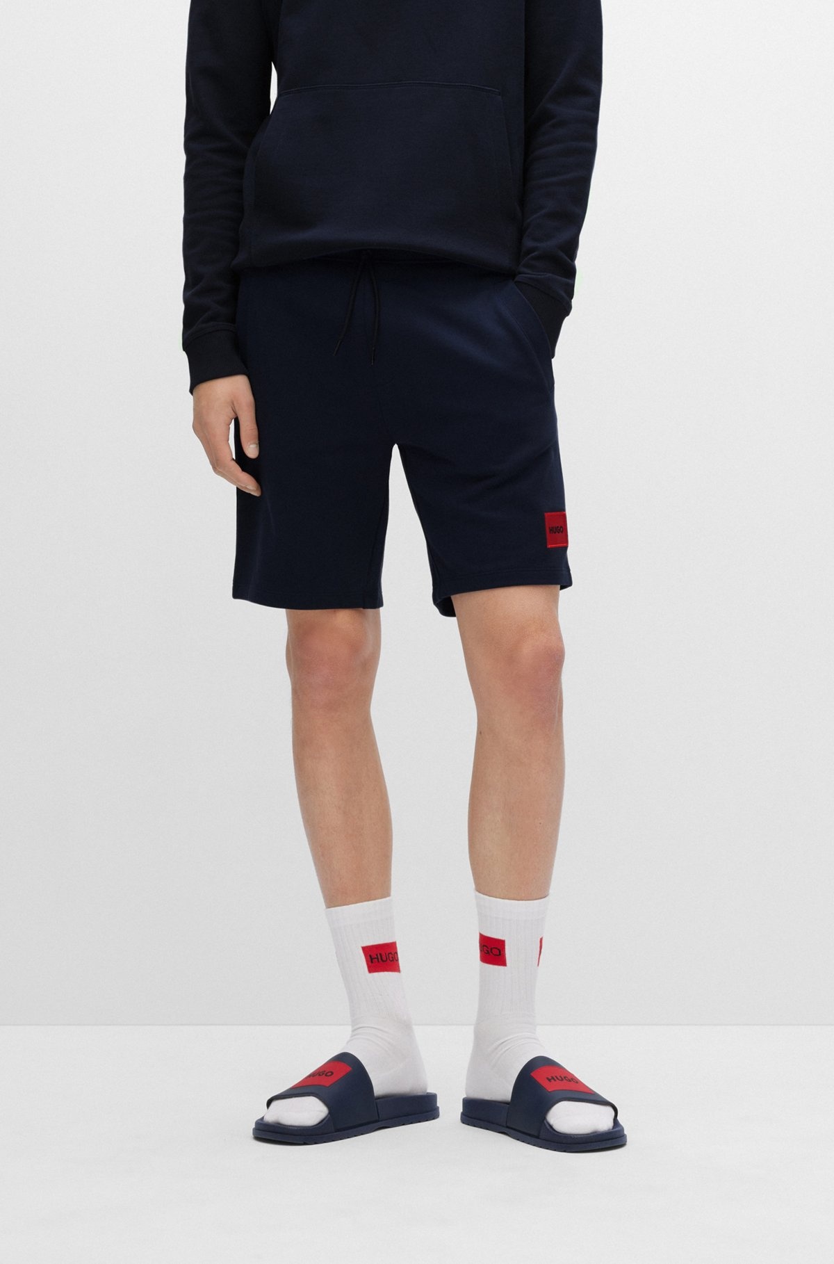 COTTON-TERRY REGULAR-FIT SHORTS WITH LOGO LABEL - 2