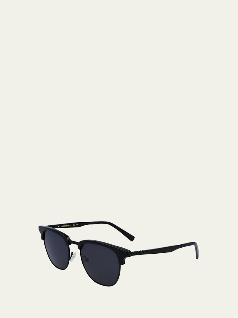 FERRAGAMO Men's Timeless Acetate-Metal Square Sunglasses outlook