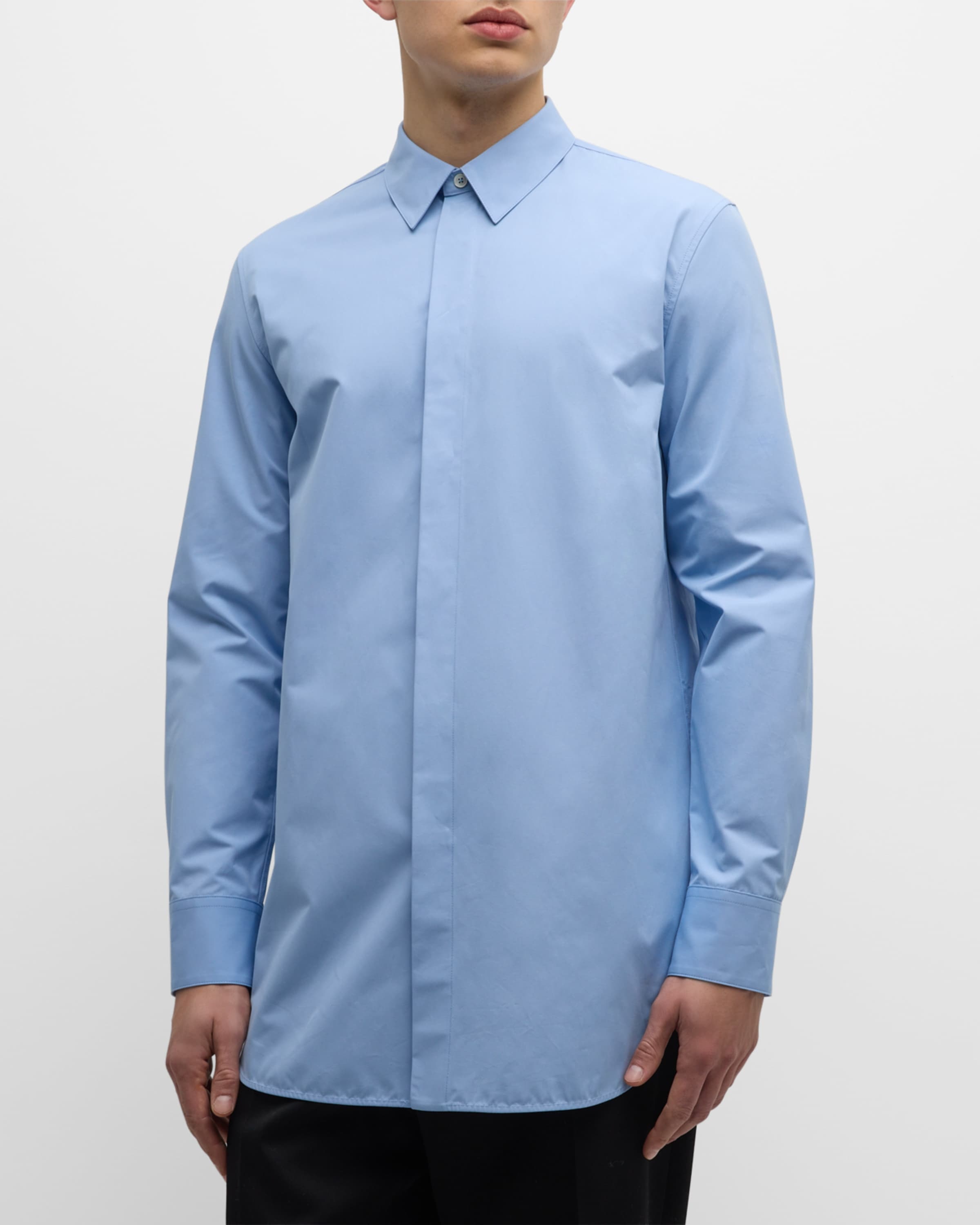 Men's Long Button-Down Solid Shirt - 2