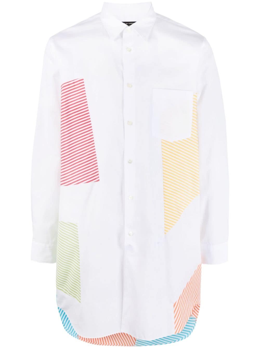 striped panelled cotton shirt - 1
