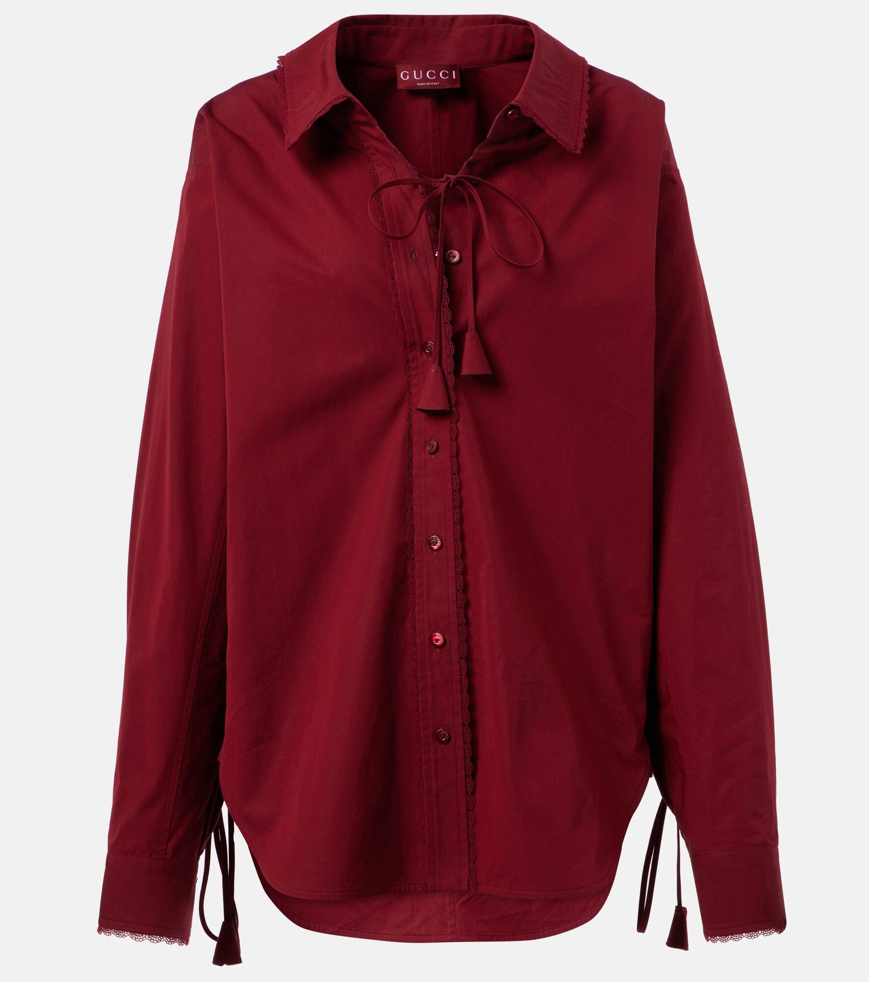 Lace-trimmed cotton poplin shirt - 1