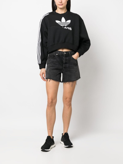 adidas logo-print cropped sweatshirt outlook