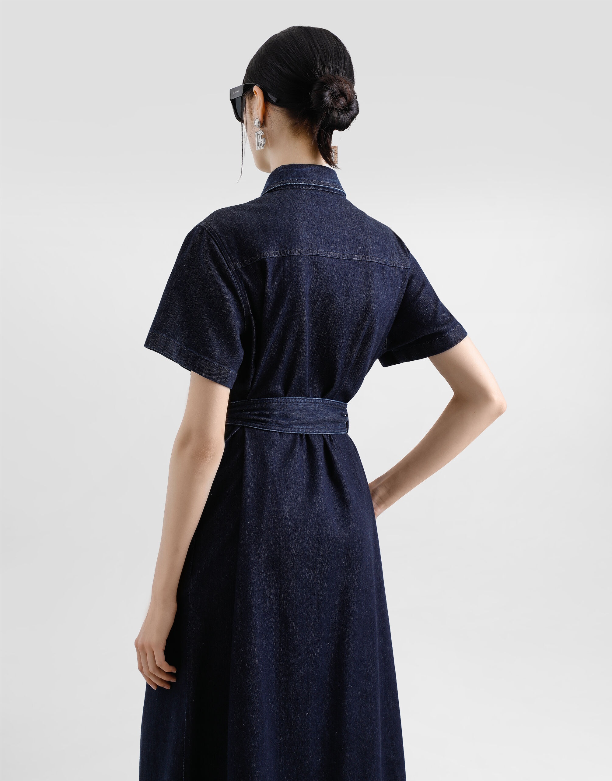 Silk denim shirt dress - 6