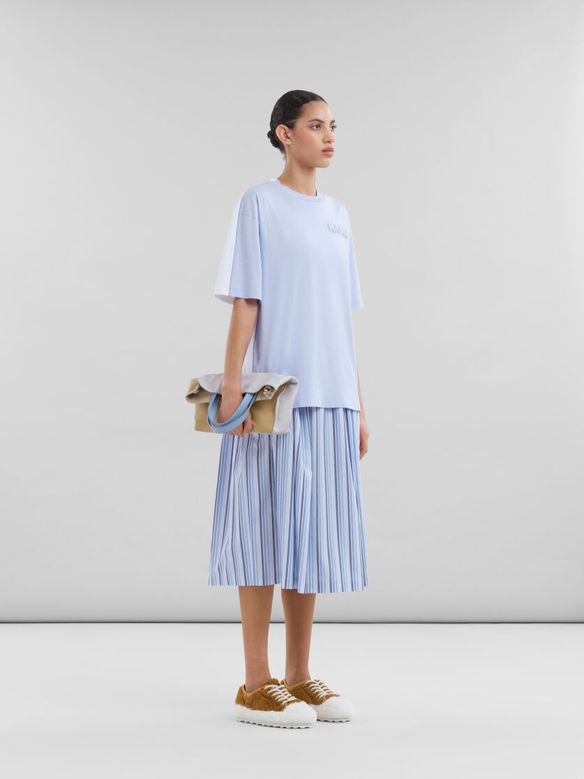 BLUE ORGANIC COTTON BOXY T-SHIRT WITH PADDED LOGO - 5