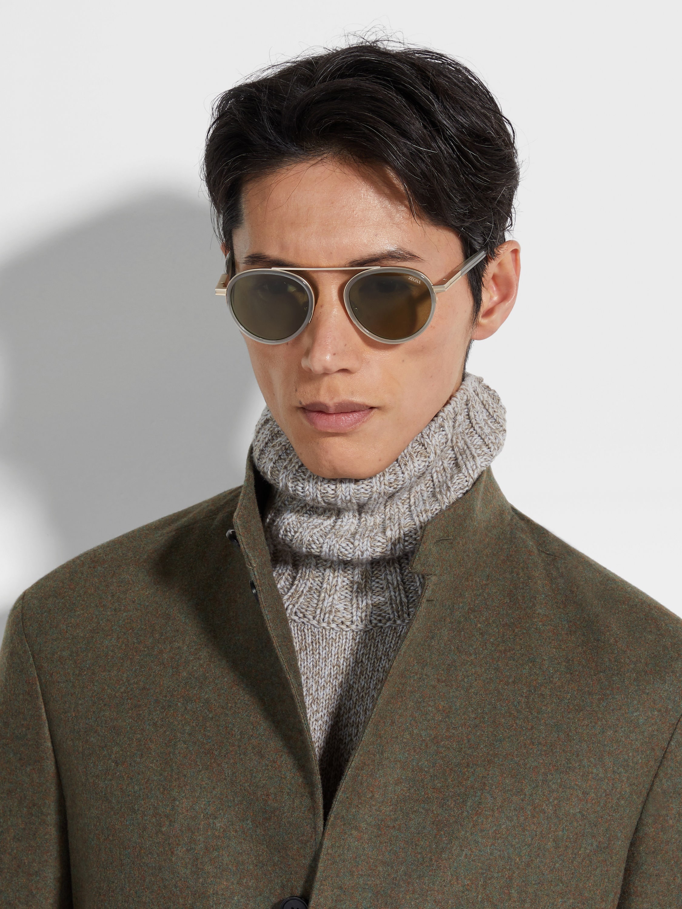 GREEN ORIZZONTE II ACETATE AND METAL SUNGLASSES - 4