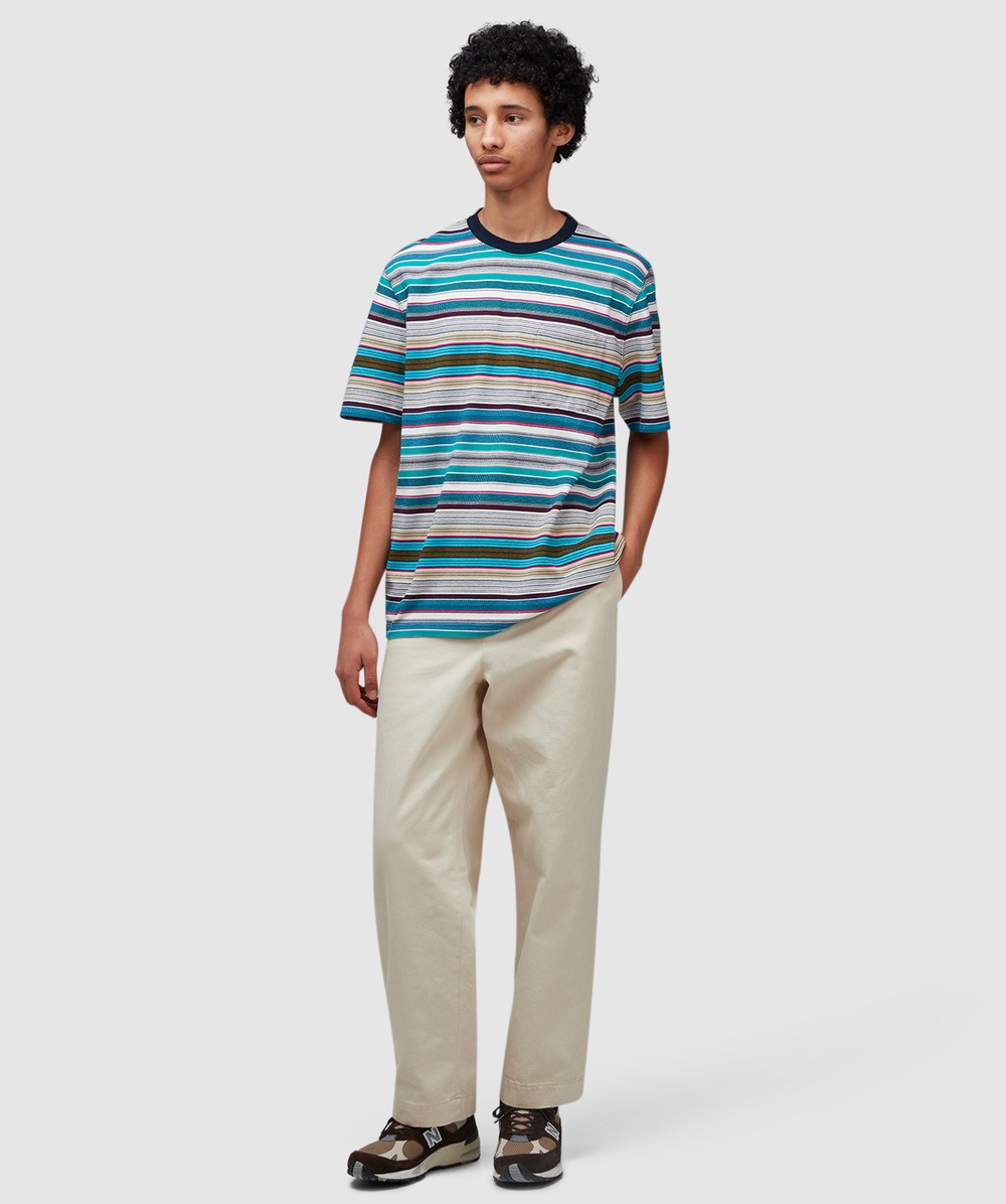 トップス Noah / STRIPED POCKET T-SHIRT Noah Striped pocket t-shirt | GREEN | SEVENSTORE