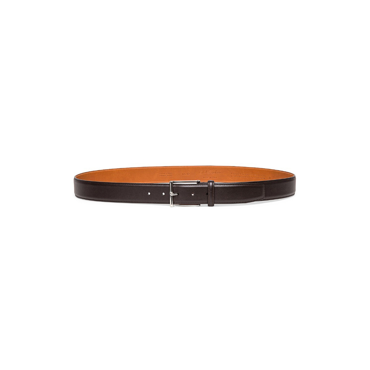 Men's brown leather adjustable belt - 2