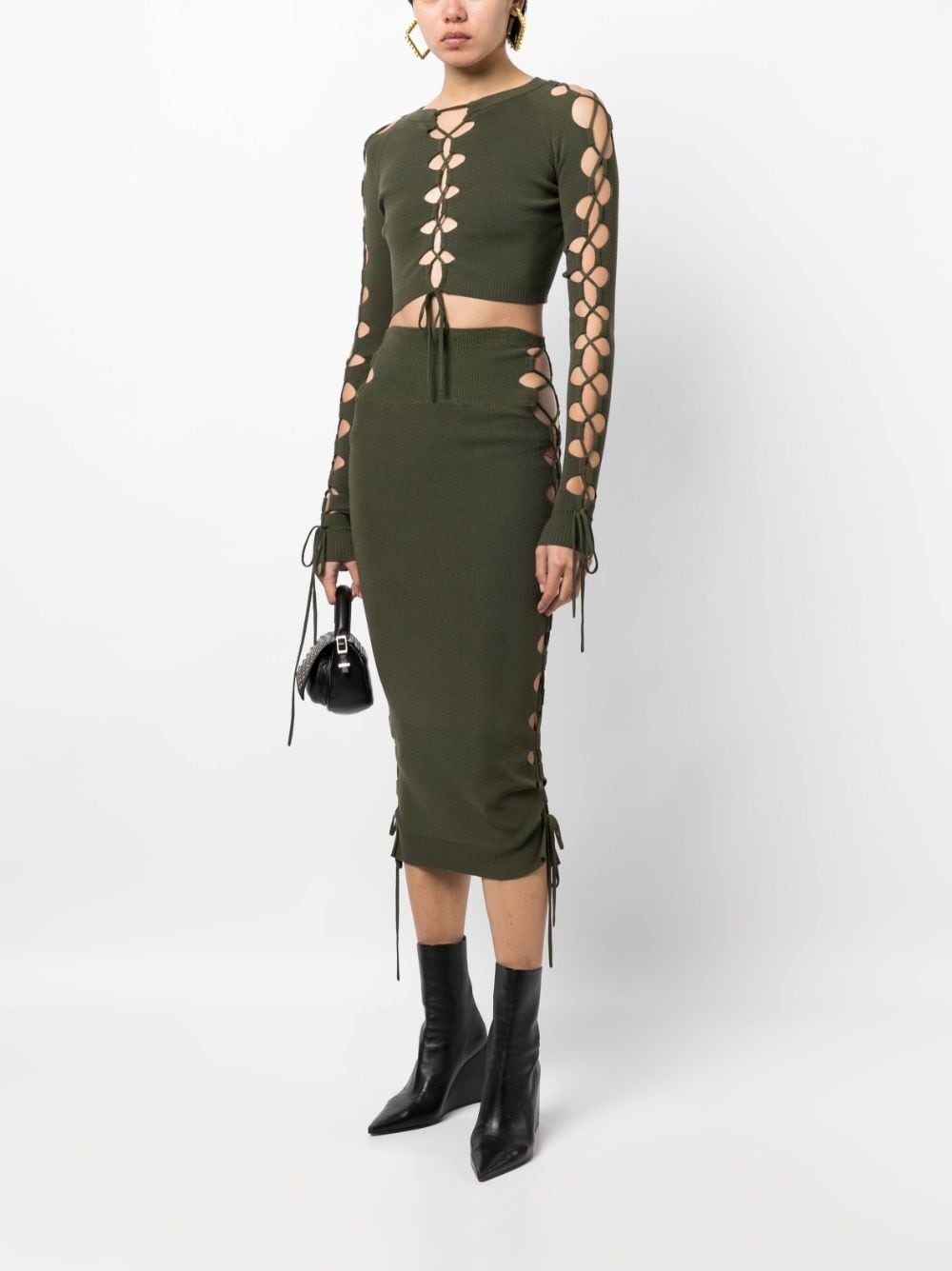 lace-up detail cropped jumper - 2