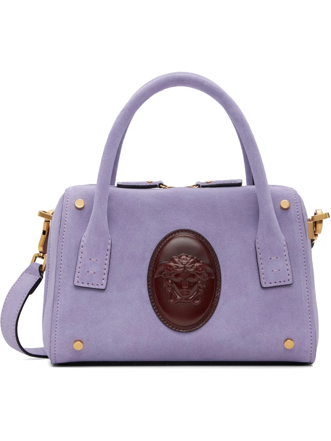 Purple Roomy Small Suede Boston Bag - 1