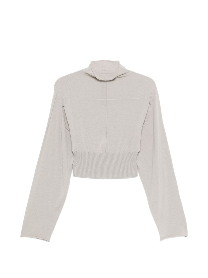 Con mock-neck cropped sweater 1
