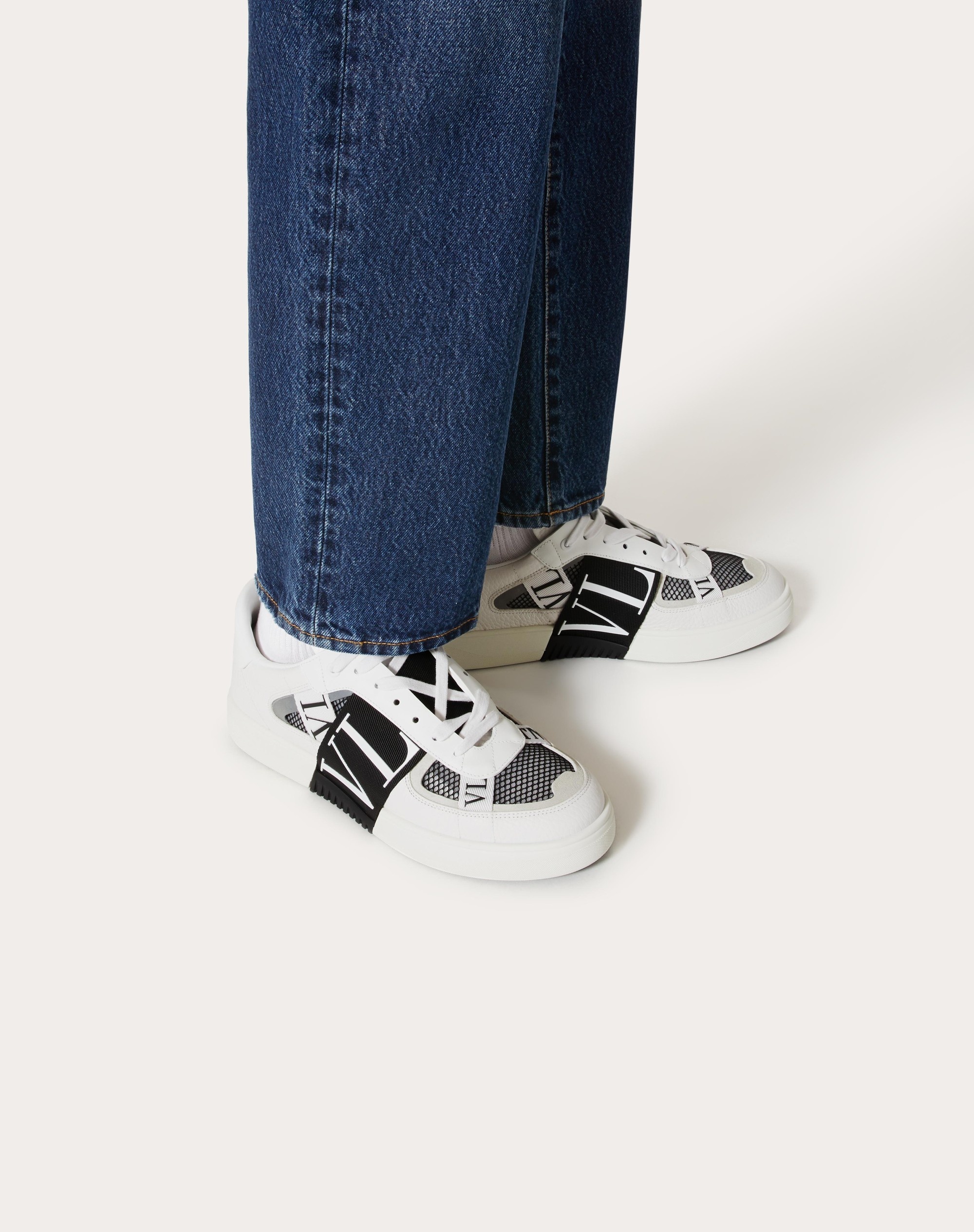 VL7N LOW-TOP SNEAKERS IN CALFSKIN AND MESH FABRIC WITH BANDS - 6