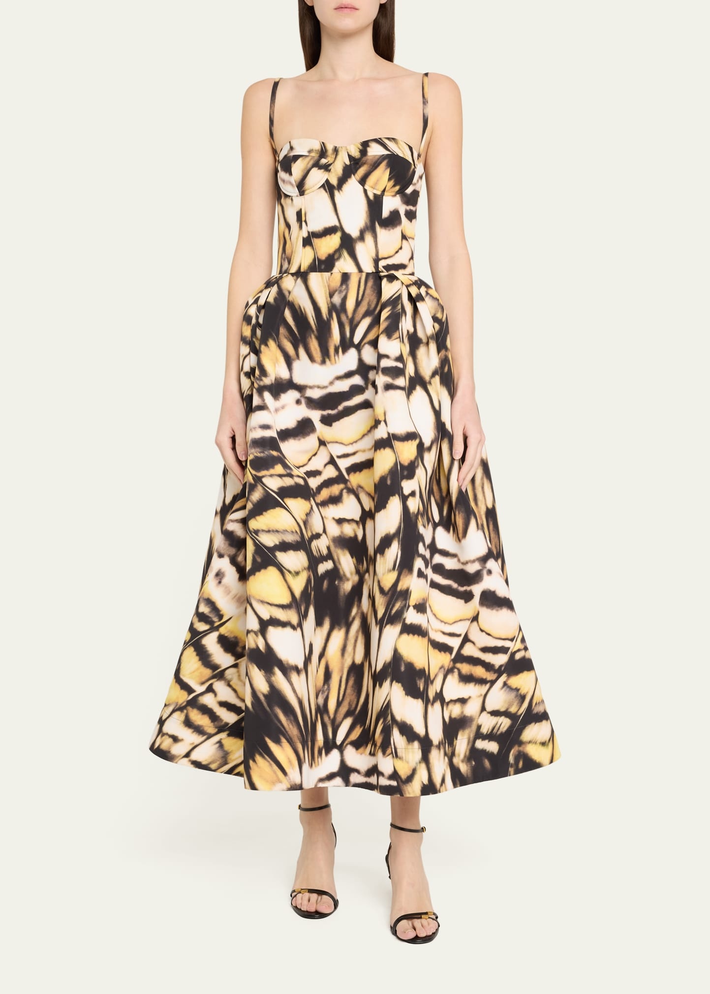 Butterfly Faille Bustier Tea-Length Dress - 2