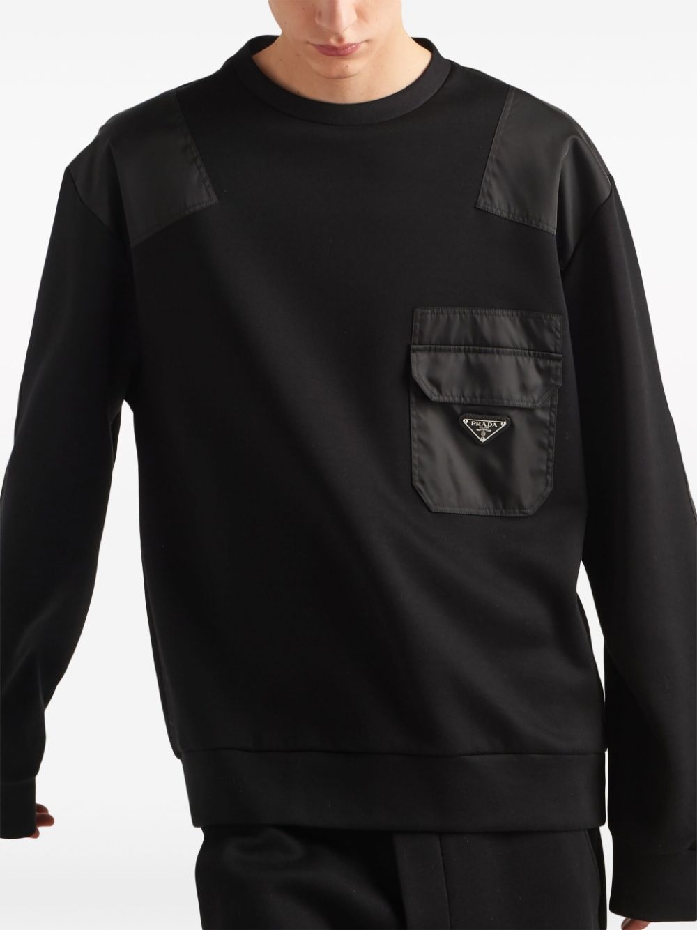 triangle-logo panelled sweatshirt - 3