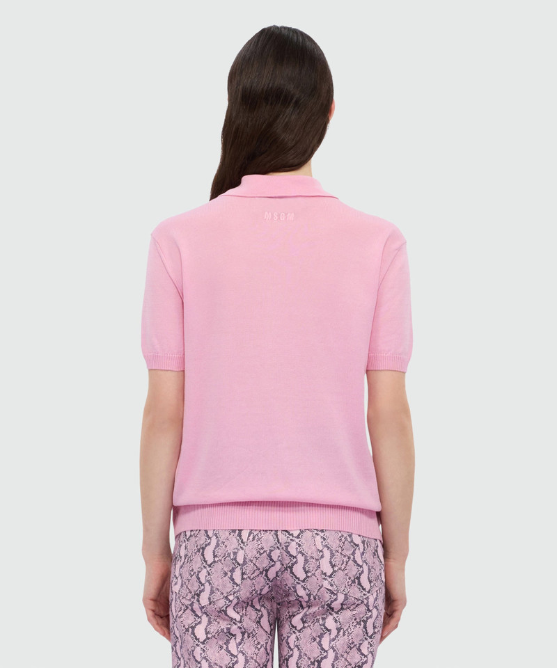 Pink knit polo with studs. 3