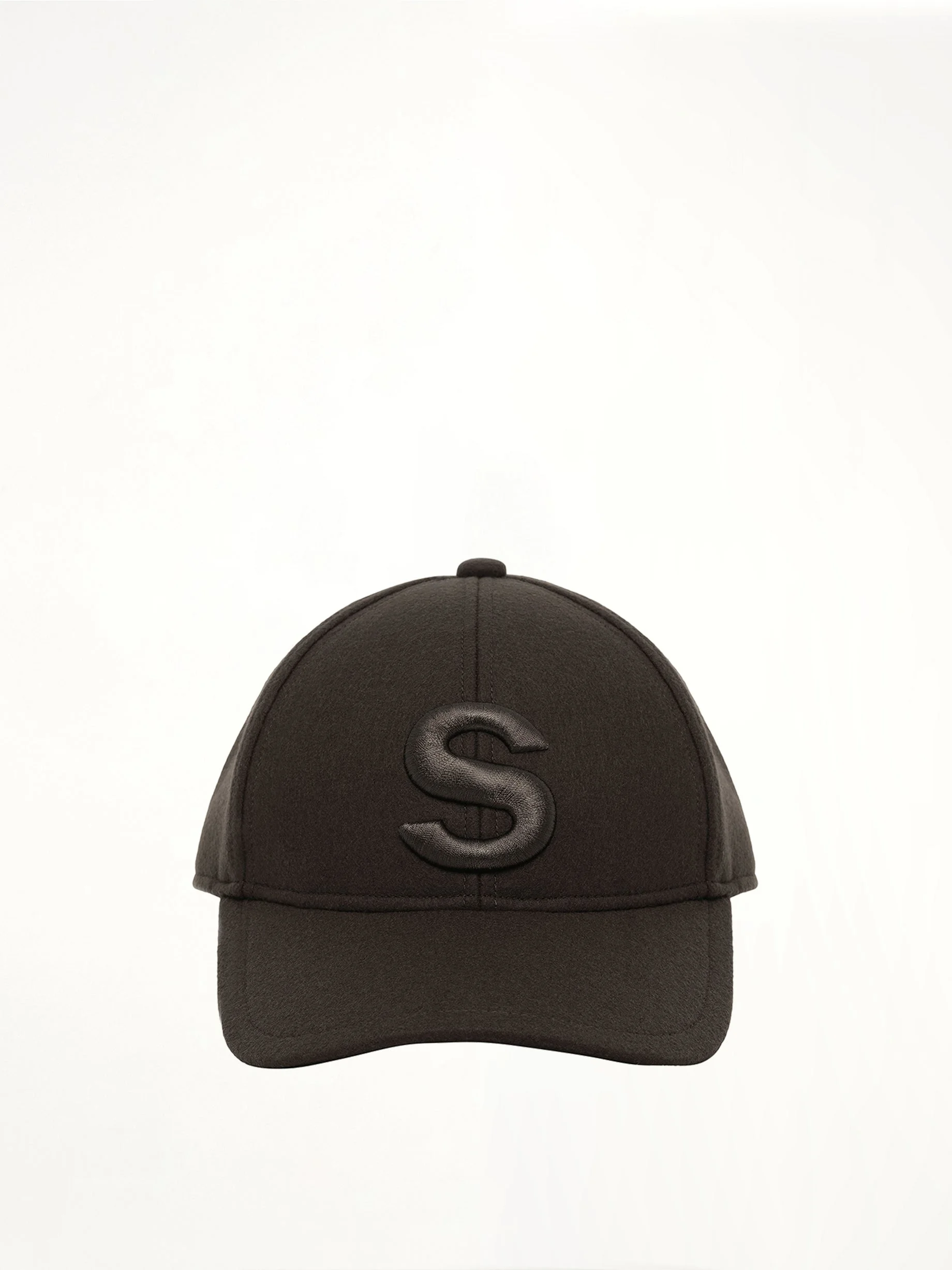 S Cap Wool Melton in Dark Khaki - 1