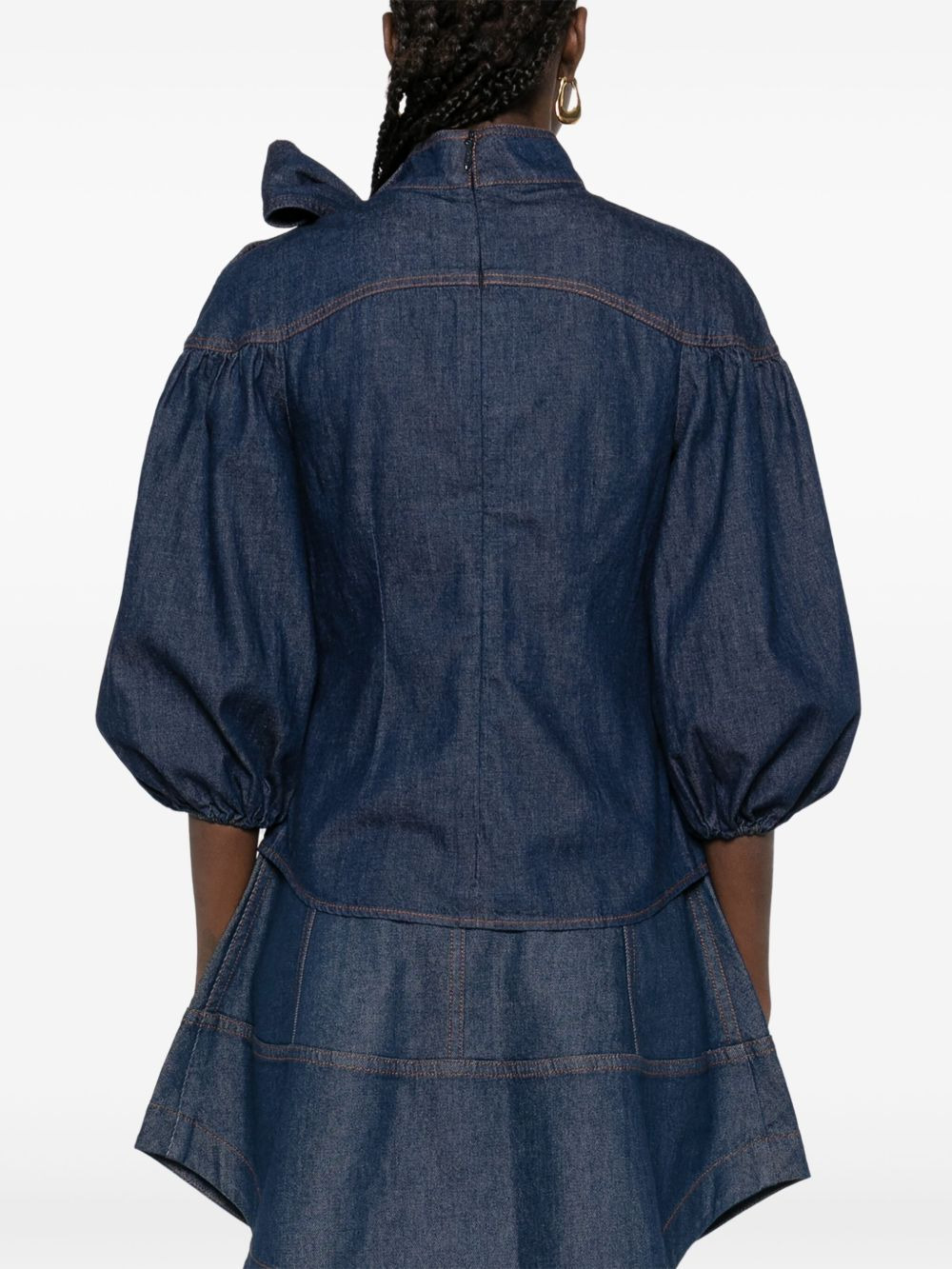 bow-detailed puff-sleeve blouse - 4
