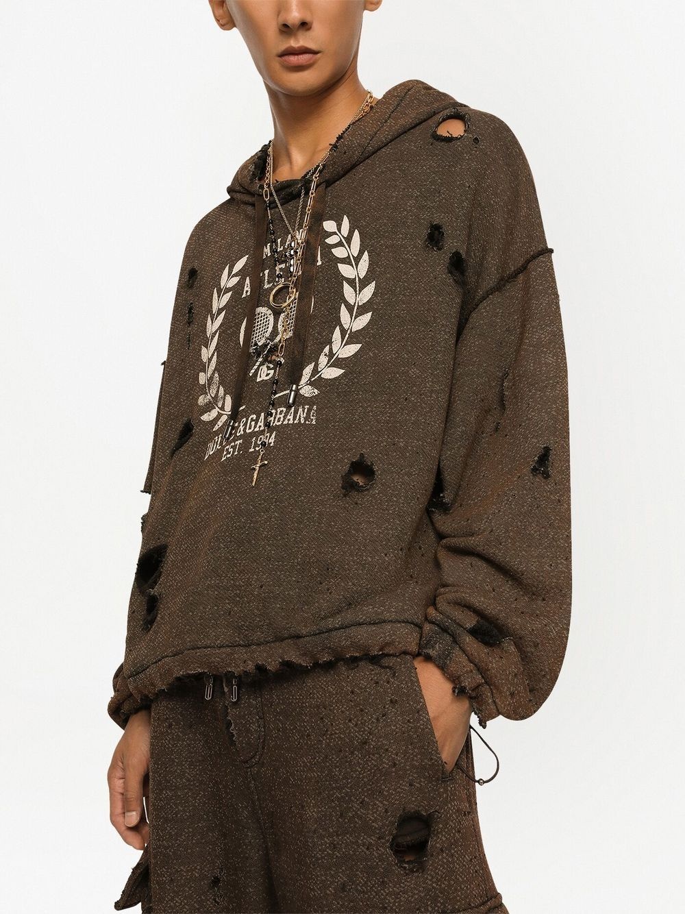 graphic-print ripped hoodie - 3