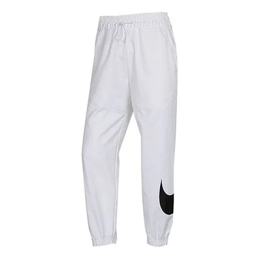 (WMNS) Nike Sportswear Swoosh Logo Printing Woven Sports Trousers White CJ3777-100 - 1