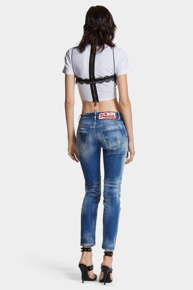MEDIUM SMALL HOLE WASH MEDIUM WAIST JENNIFER JEANS - 4