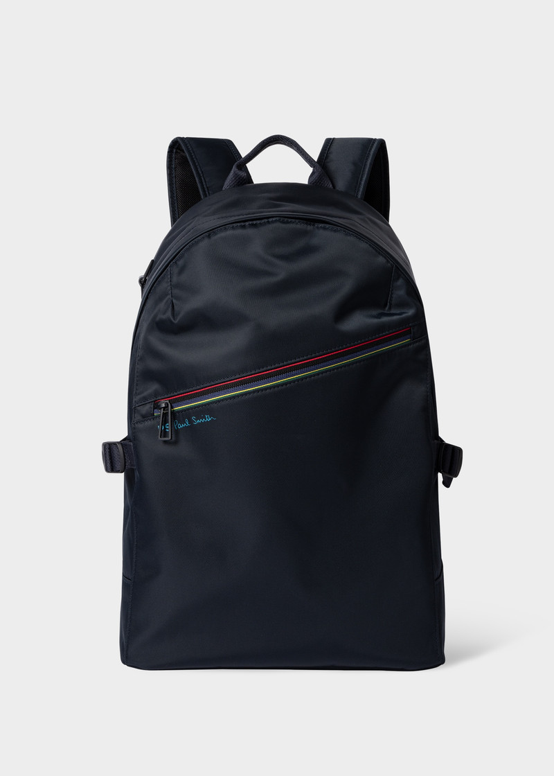 Navy 'Sports Stripe' Nylon Backpack 1