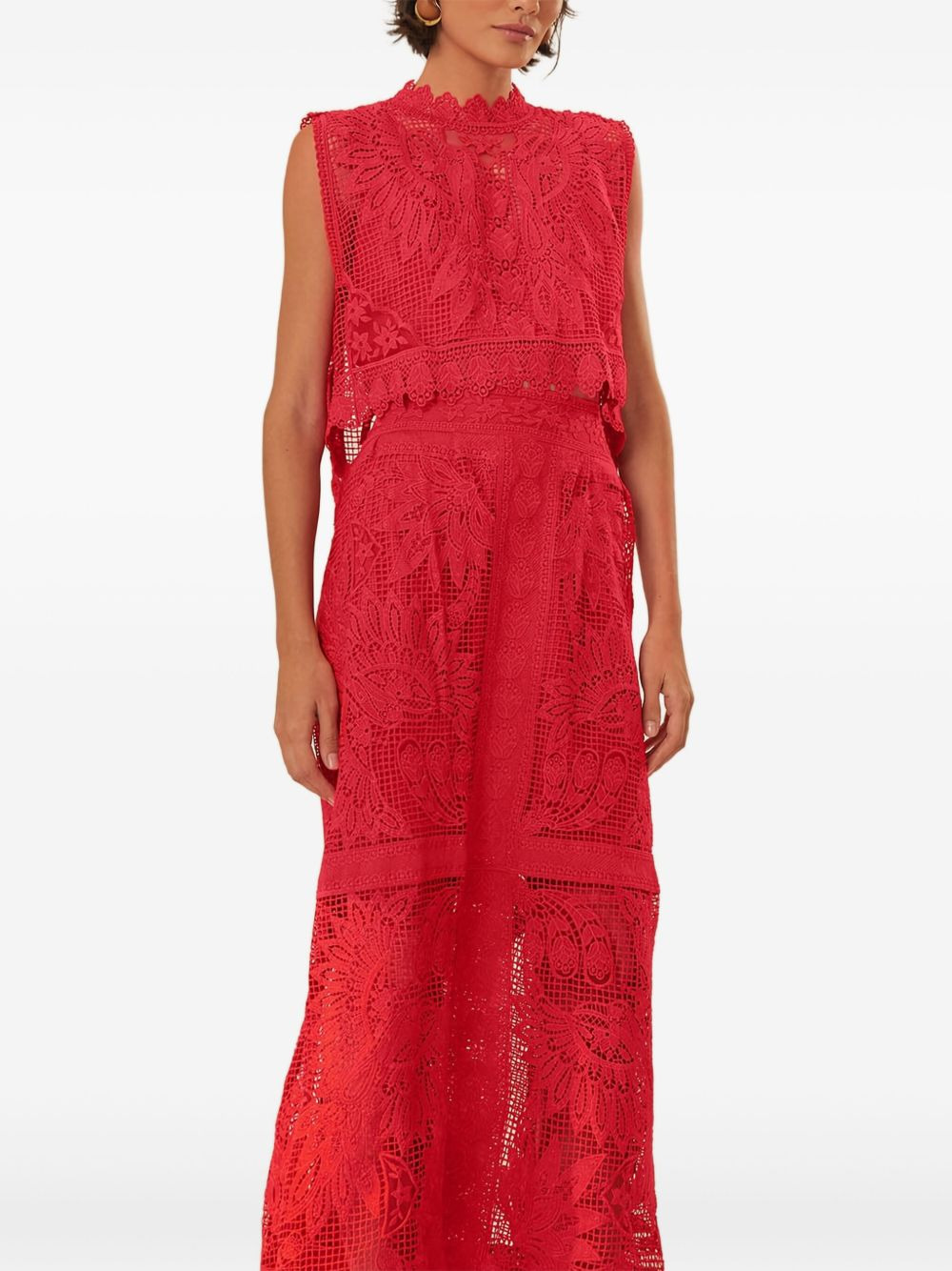 lace-panelled midi skirt - 3