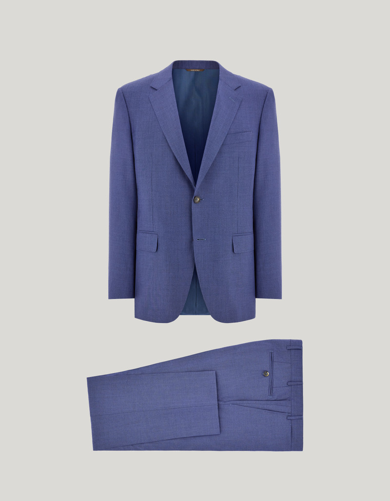 LIGHT BLUE DENIM-EFFECT WOOL REGULAR-FIT SUIT 122