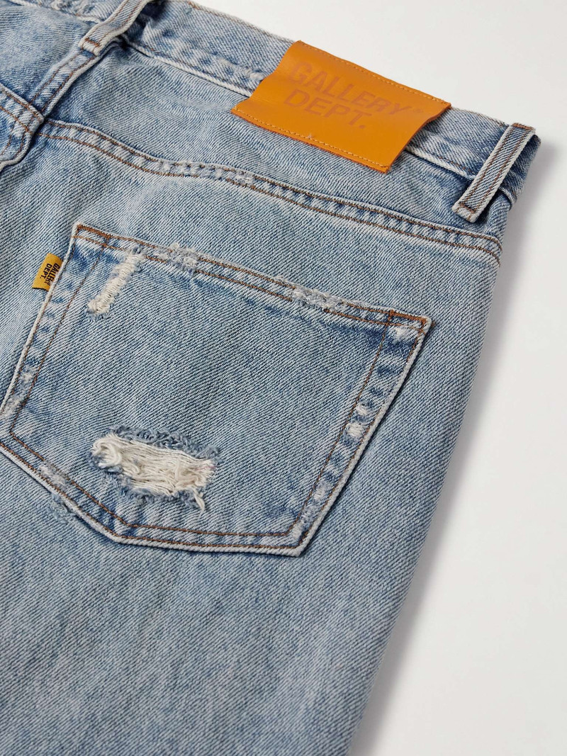 Cornell LA Slim-Fit Flared Distressed Leather-Panelled Jeans 5