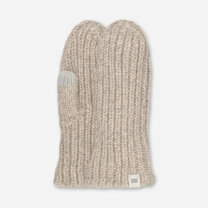 ® Women's Chunky Rib Mitten Knit in Light Grey - 1