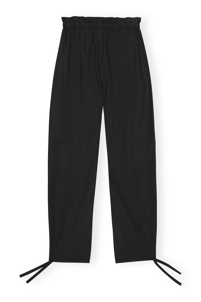 BLACK DRAPEY MELANGE ELASTICATED WAIST PANTS 5