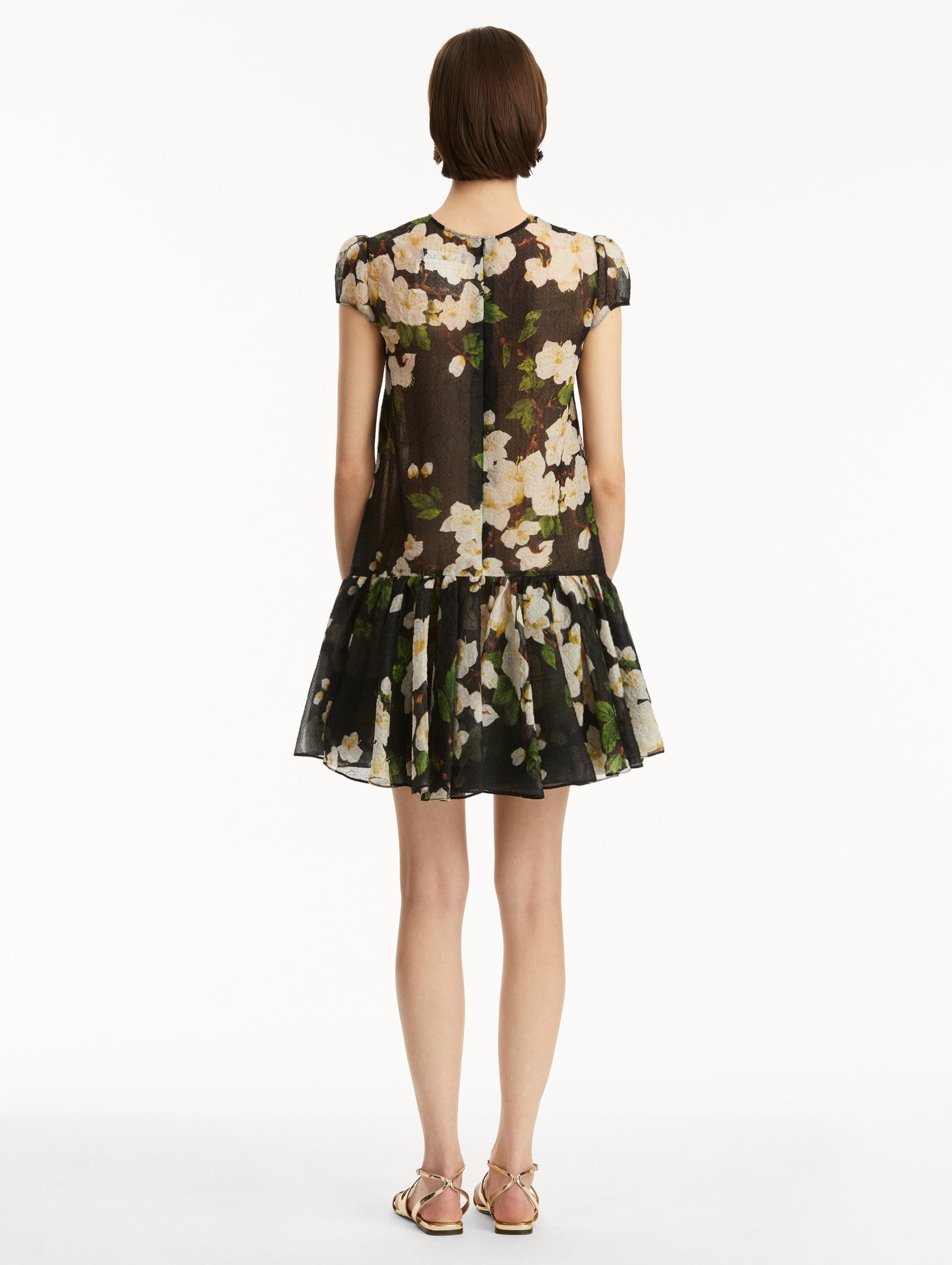 DROP-WAIST CHERRY BLOSSOM CLOQUÉ DRESS - 3