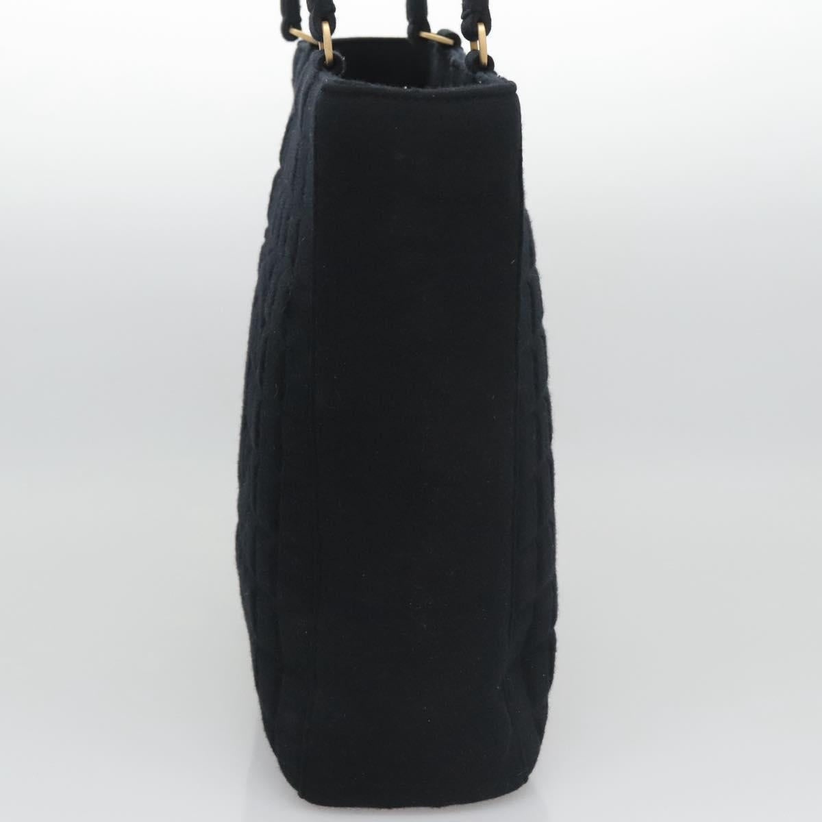 CHANEL Choco Bar Tote Bag Cotton Black CC - 4