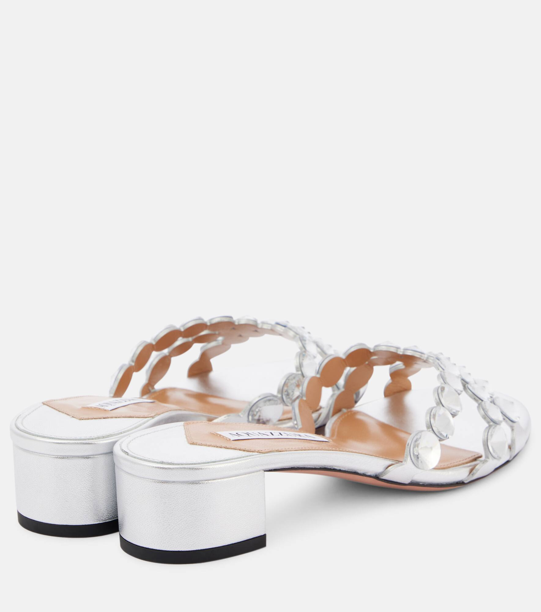 Crystal Mirage embellished leather mules - 3