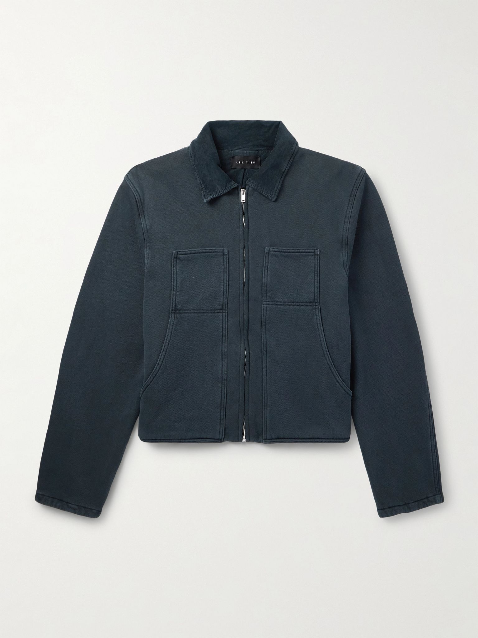 Cotton-Jersey Zip-Up Jacket Black - 1