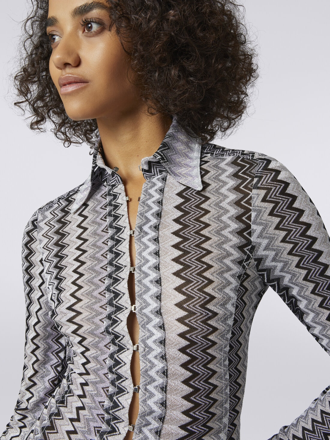 Viscose chevron shirt with lurex - 5