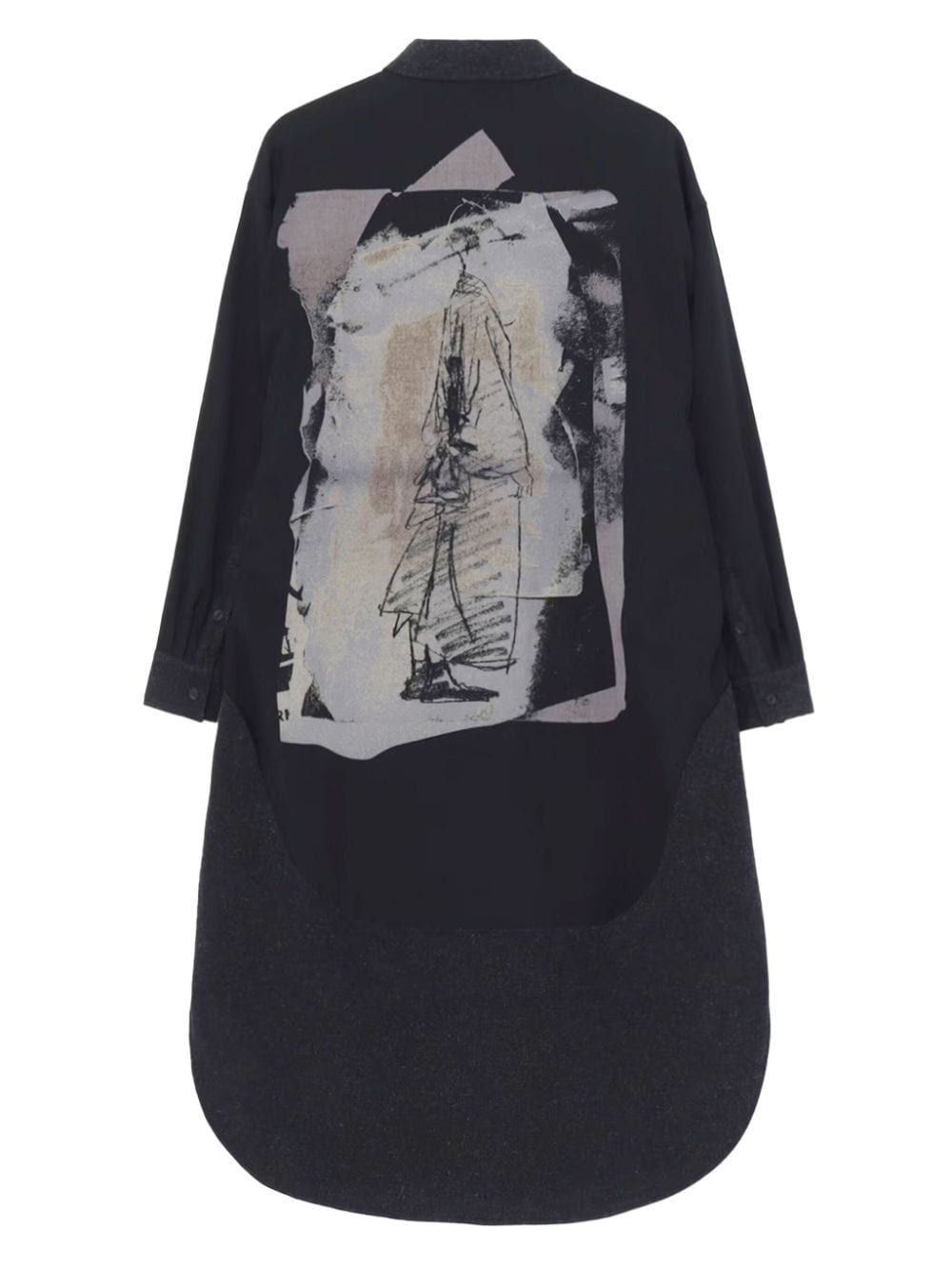 abstract-print wool shirtdress - 4