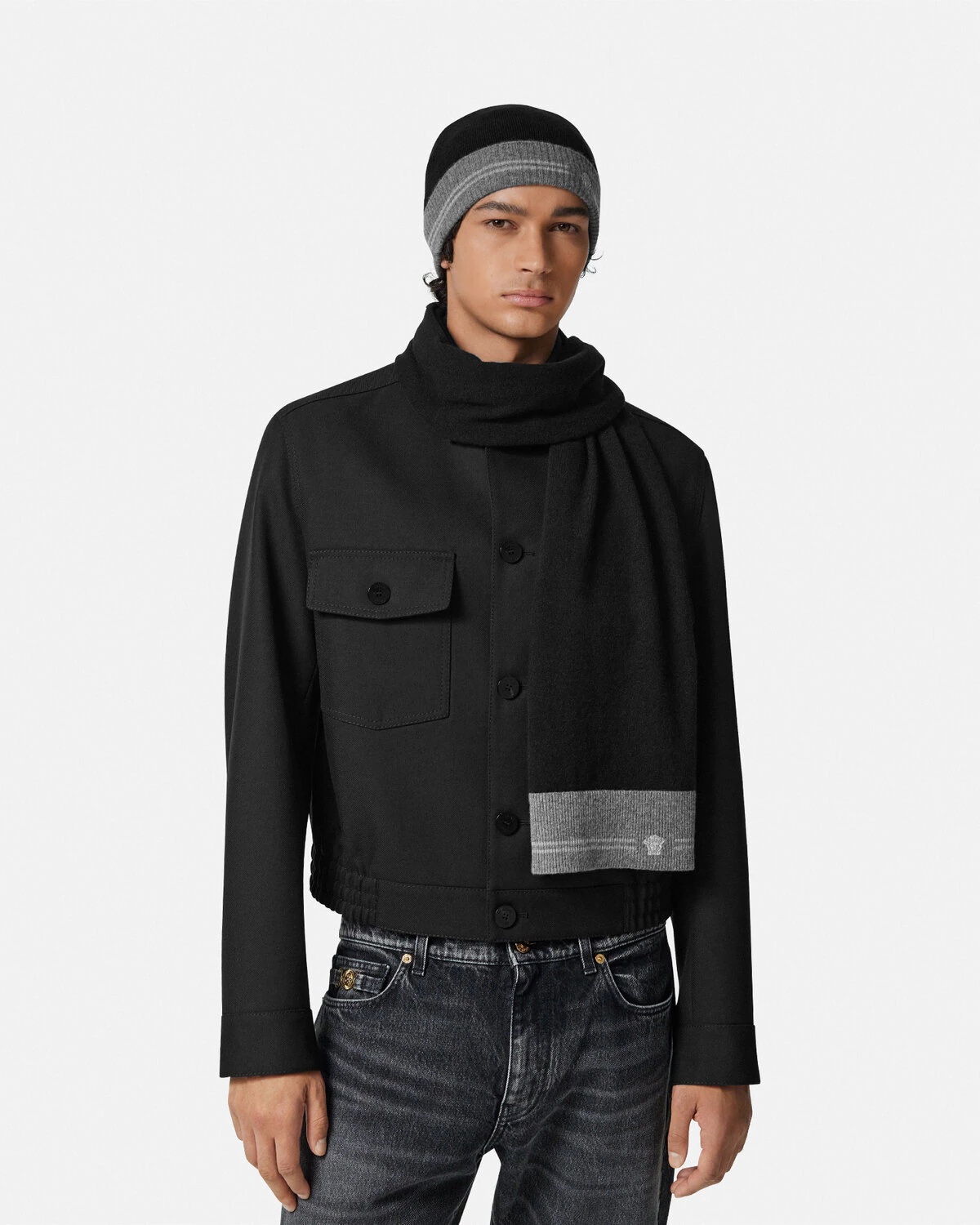 Embroidered Medusa Cashmere Knit Scarf - 3