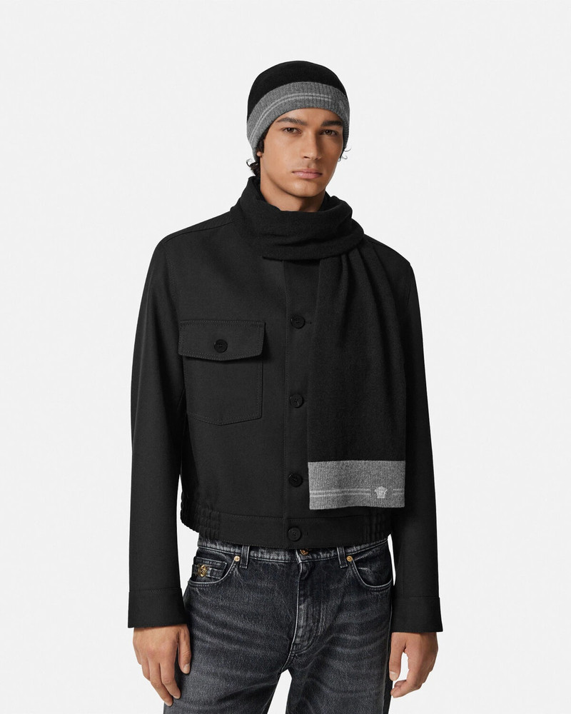 Embroidered Medusa Cashmere Knit Scarf 3