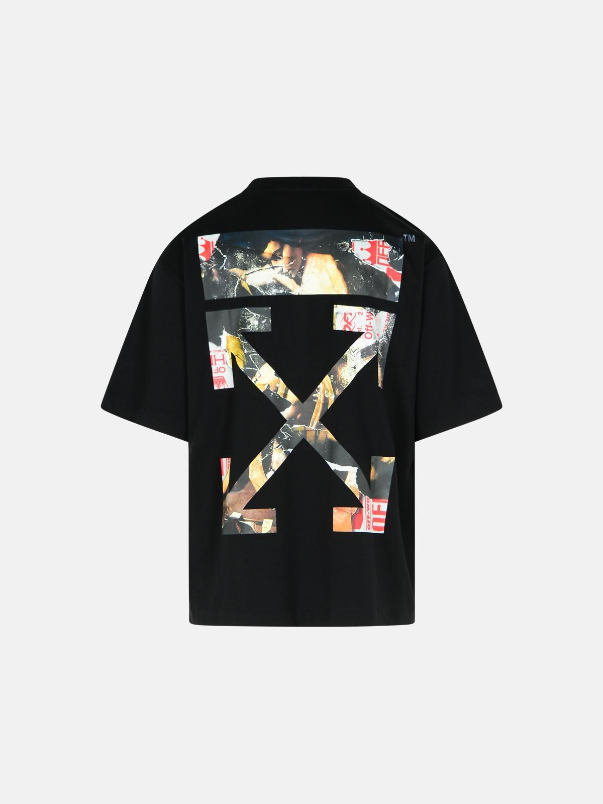 'PAINT ARROW' BLACK COTTON T-SHIRT - 3