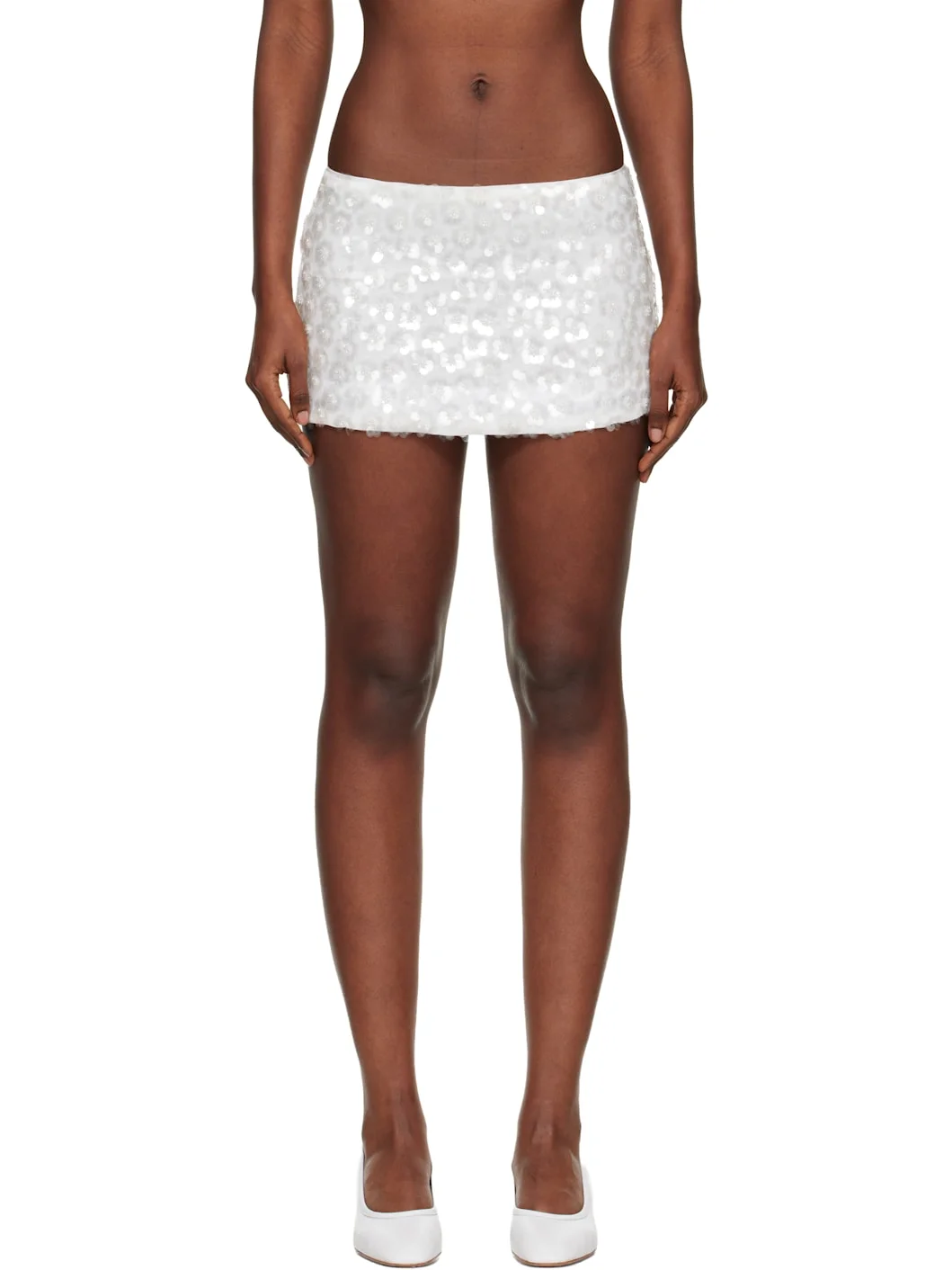 Off-White Floral Paillette Miniskirt - 1