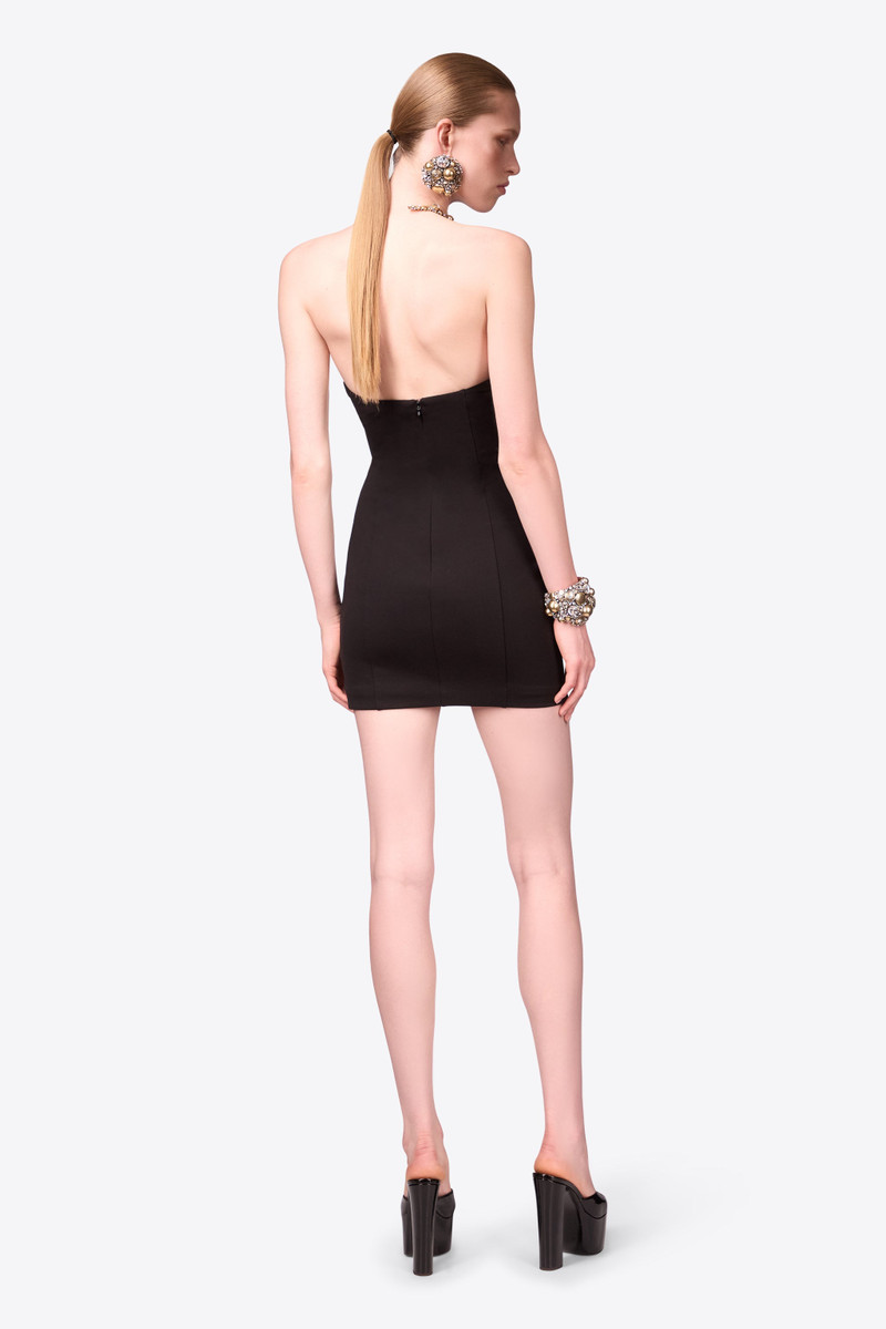 EMBROIDERED CRYSTAL BUTTON CLUSTER DRAPED MINI DRESS 6