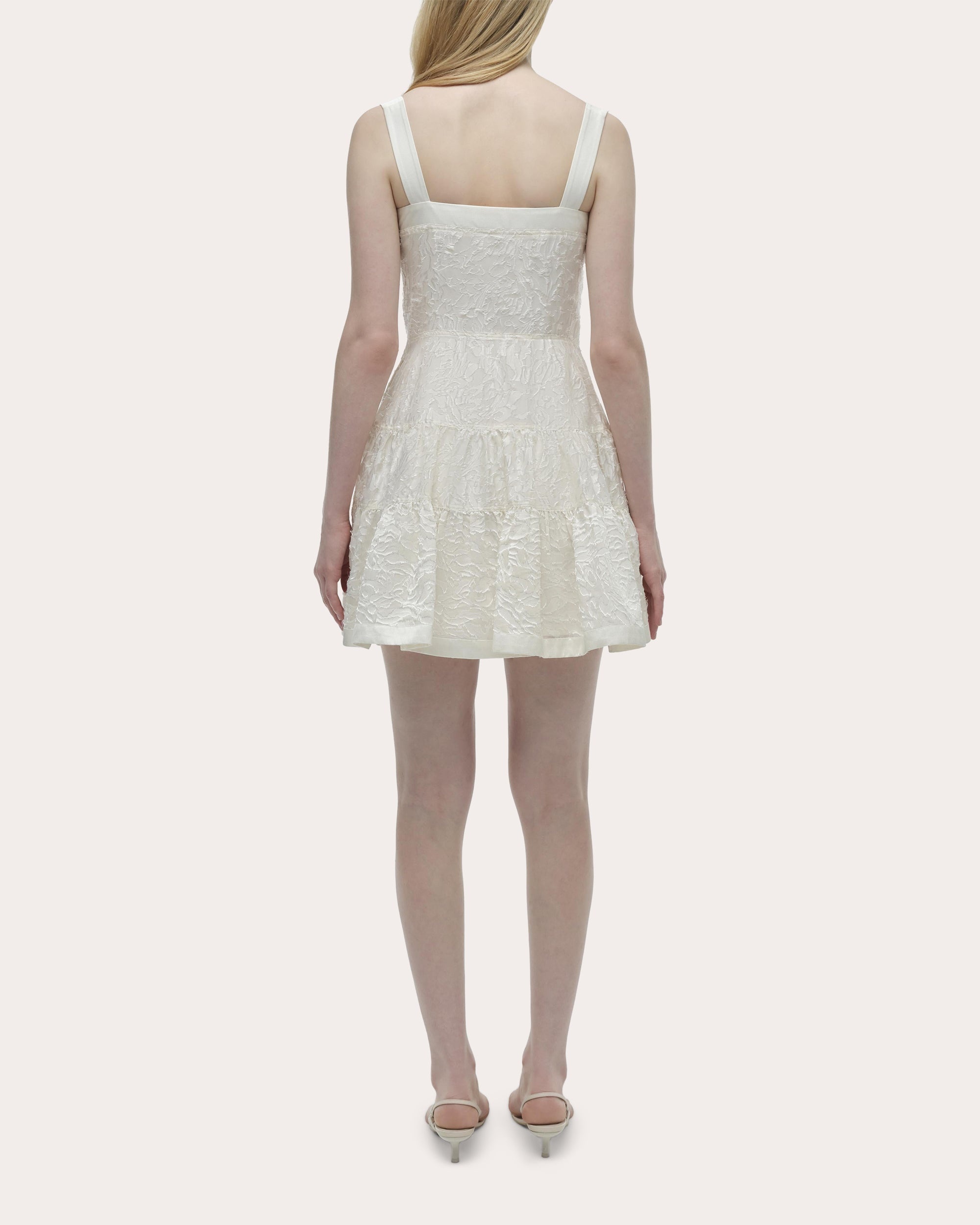 Laila Frayed Jacquard Tiered Mini Dress - 2