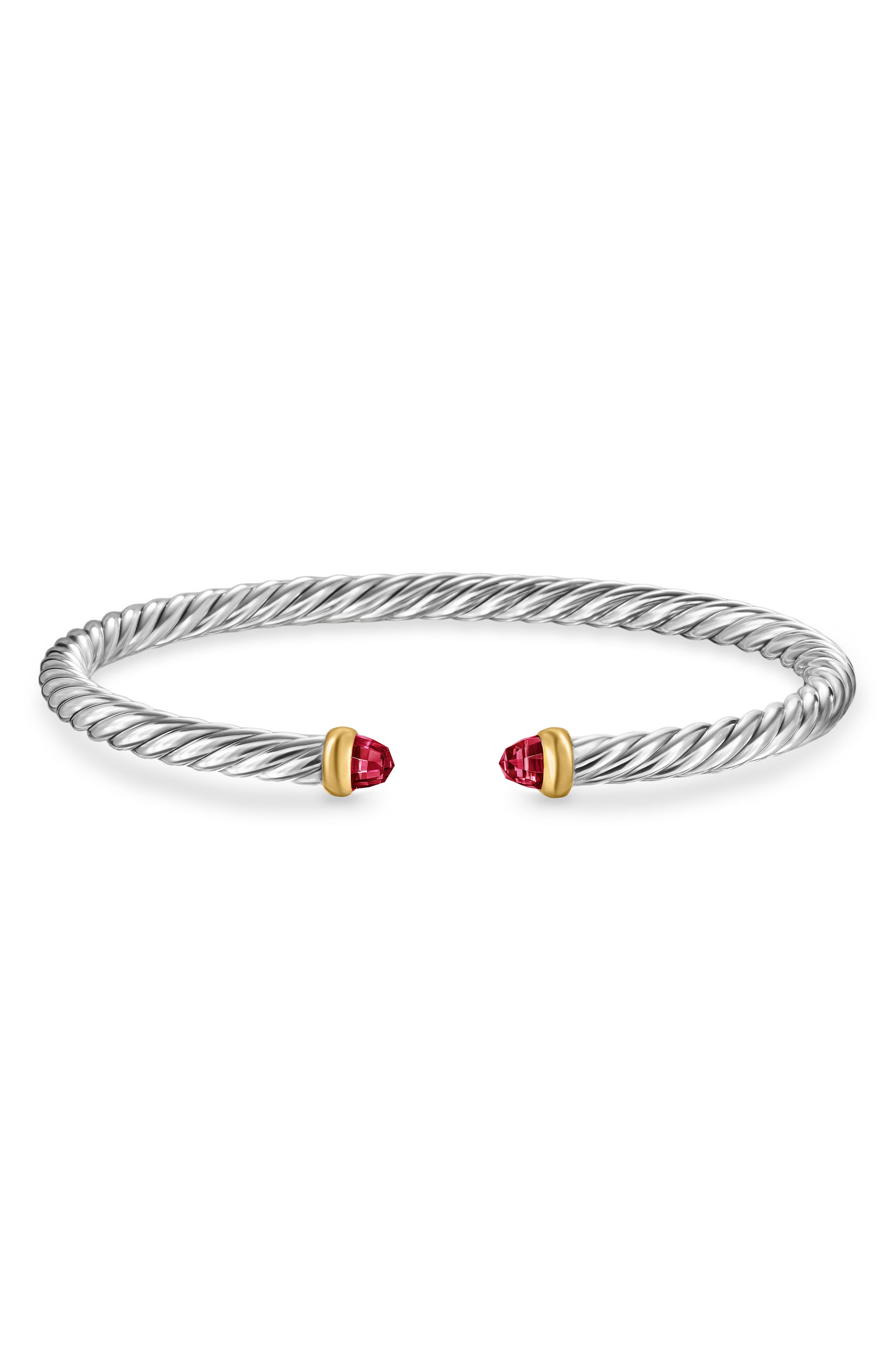 David Yurman Cable Flex Bracelet in Sterling Silver with 14K Yellow Gold, 4mm in Sterling Silver/Gol - 6