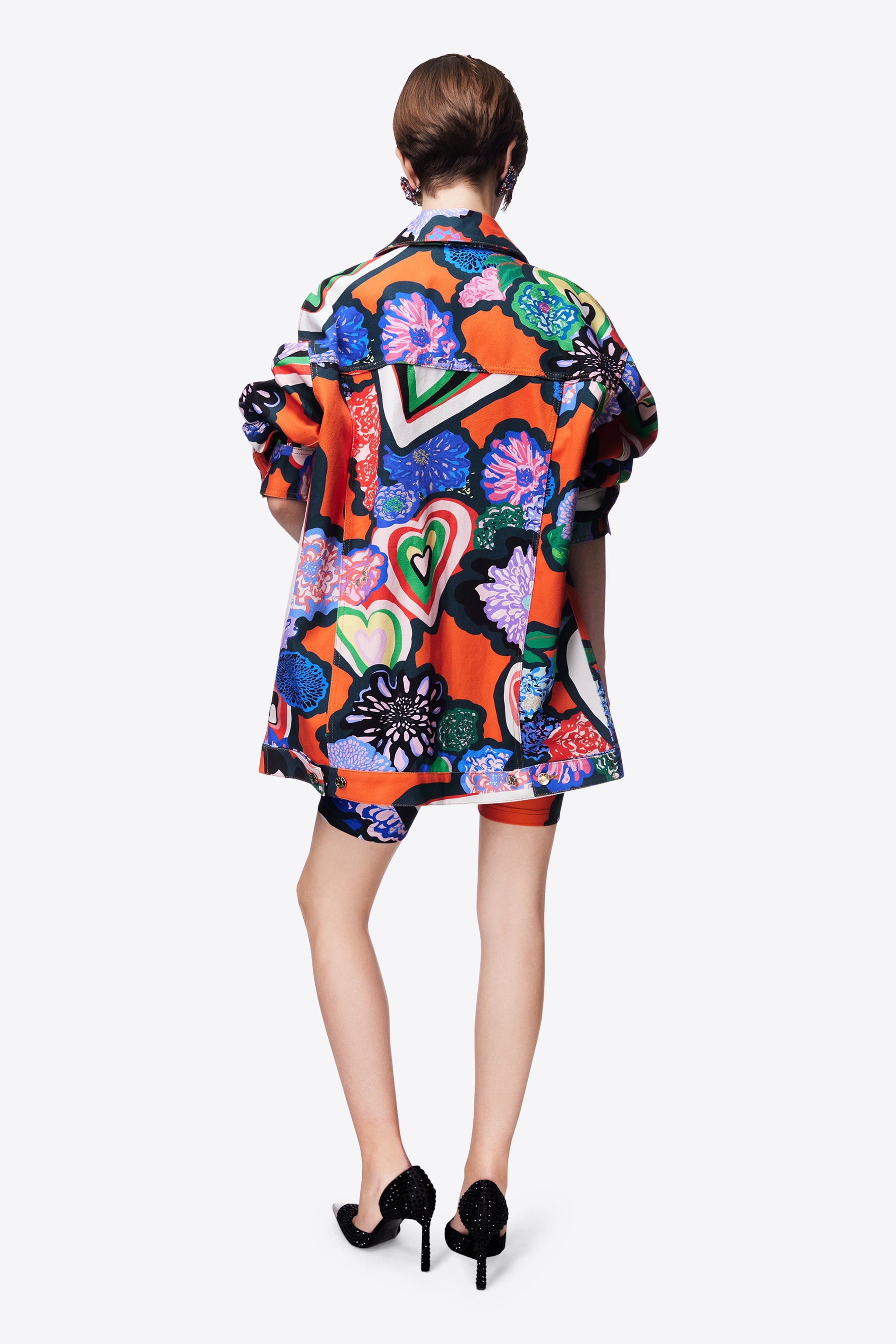 HEART PRINTED DENIM JACKET - 6