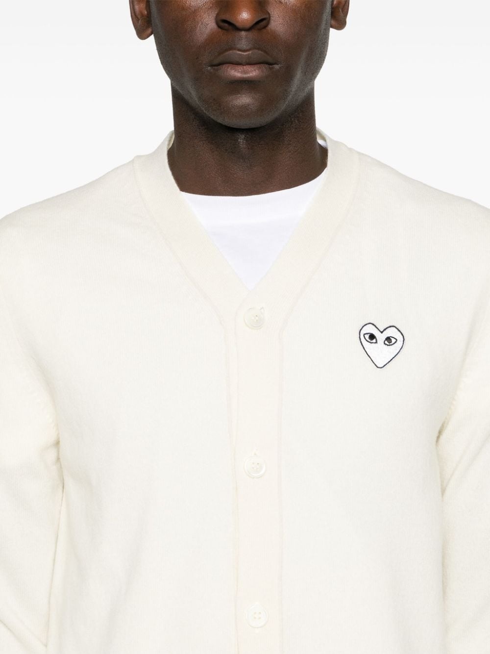 heart-patch wool cardigan - 6
