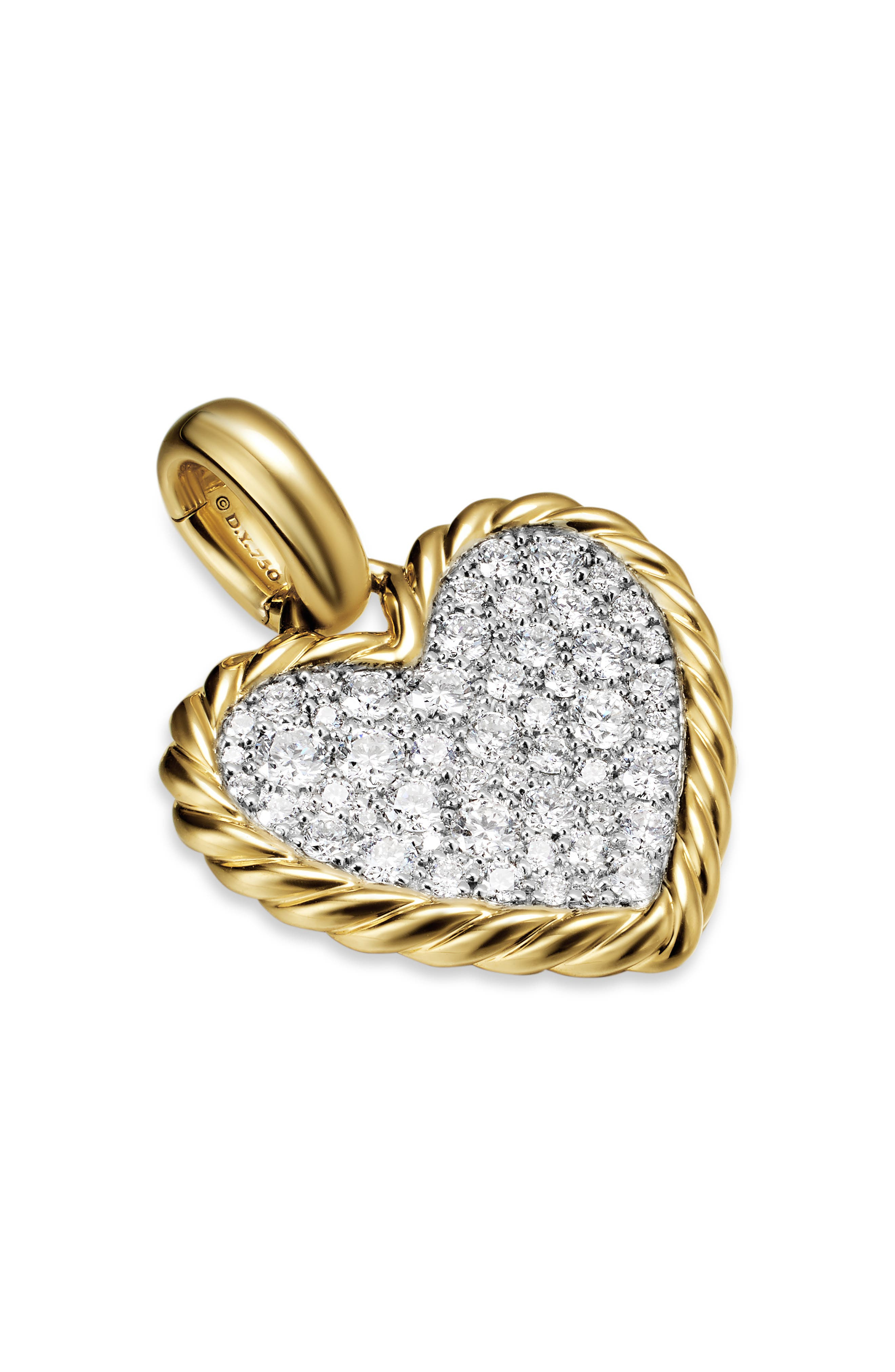 David Yurman Pavé Diamond Heart Enhancer in 18K Gold at Nordstrom - 3