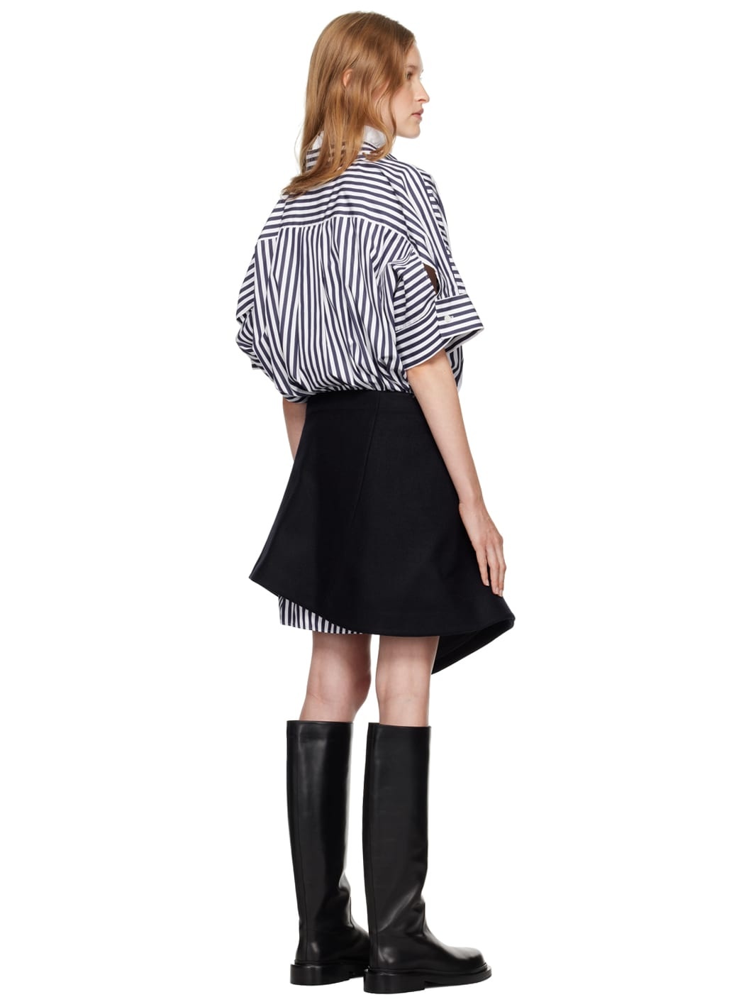 Navy Striped Paneled Mini Dress - 3