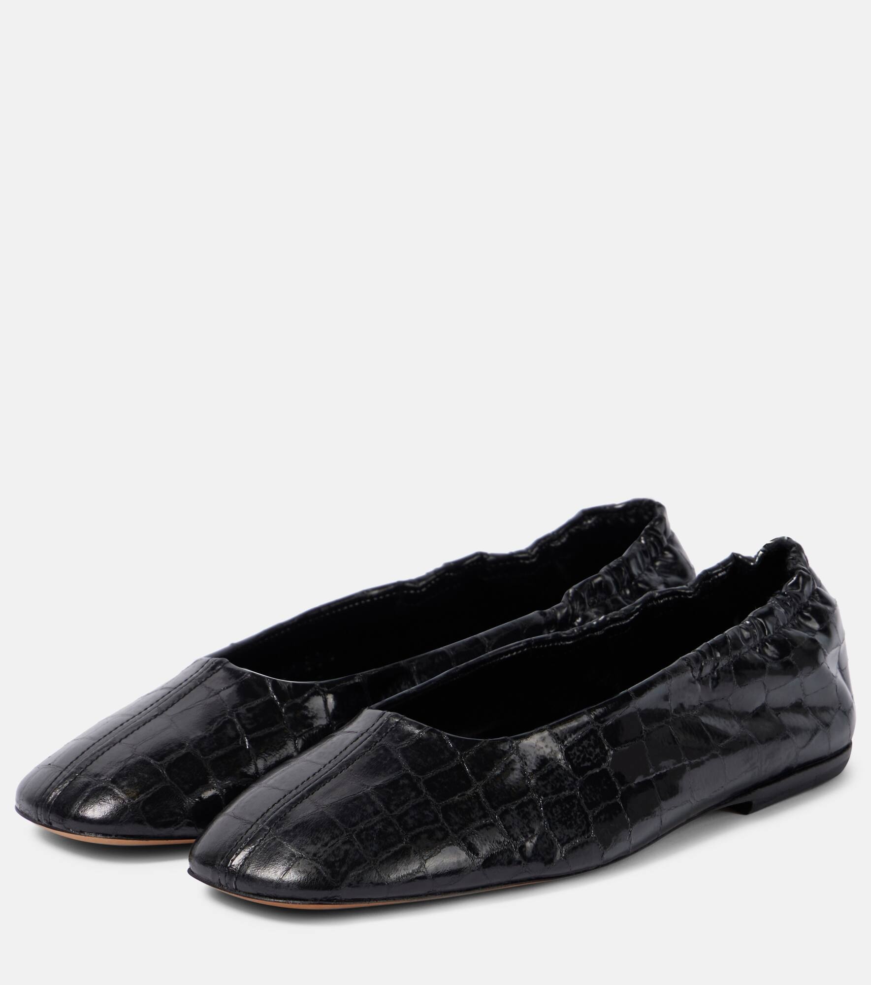 Croc-effect leather ballet flats - 4