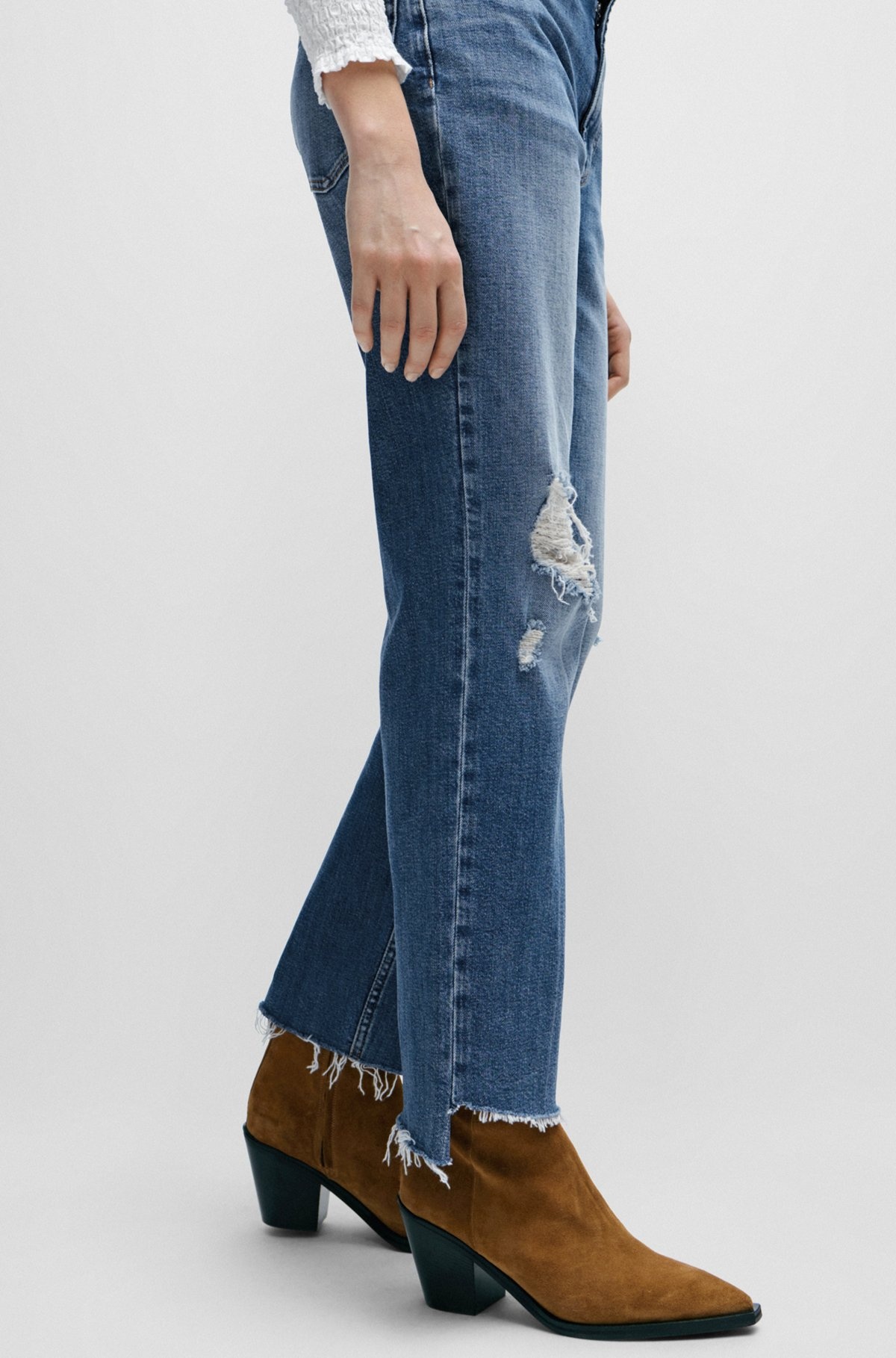 SLIM-FIT JEANS IN BLUE STRETCH DENIM - 5